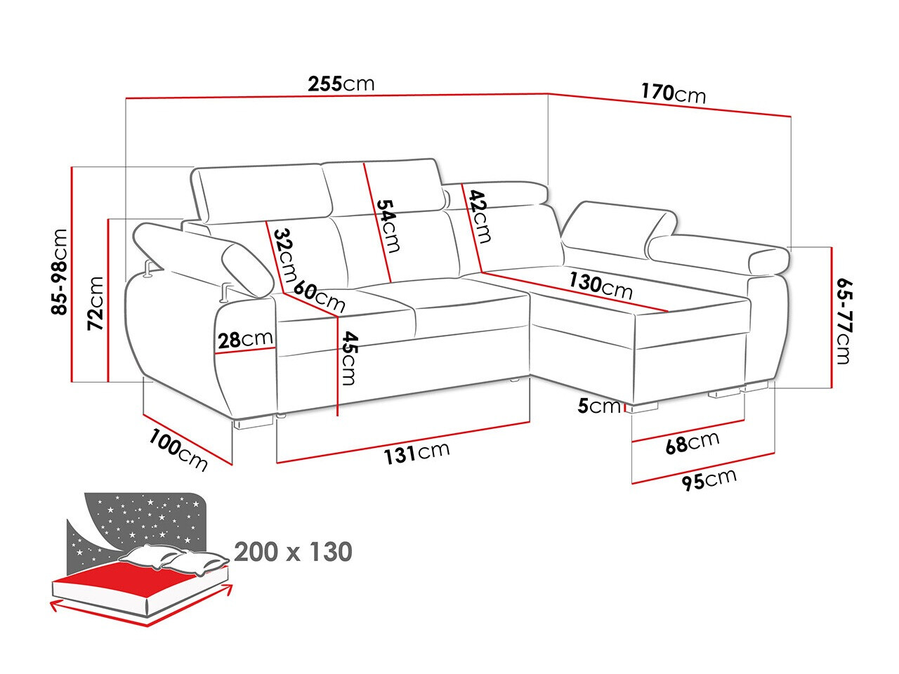 Ugaona sofa Columbus 132 (Aragon 93)