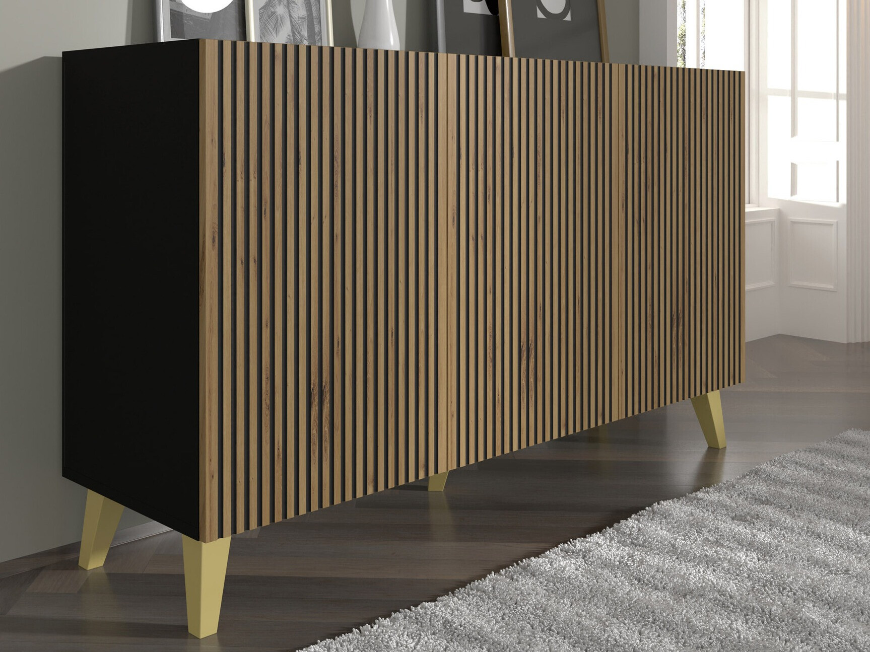 Ormarić Buffalo 157 (Crno + Zanatski hrast)