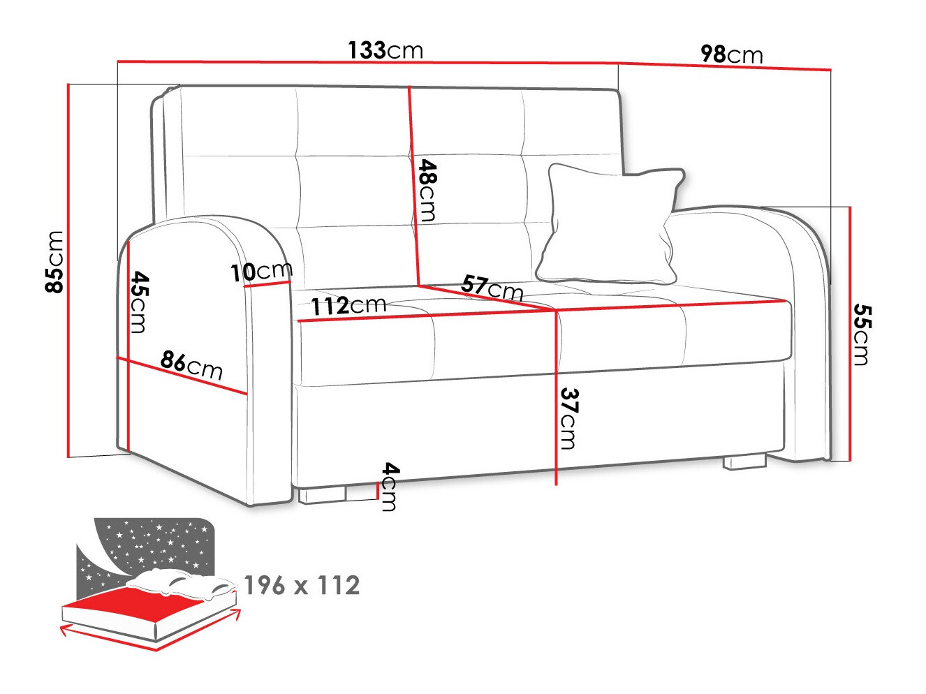 Sofa na razvlačenje Columbus 115 (Aragon 03)
