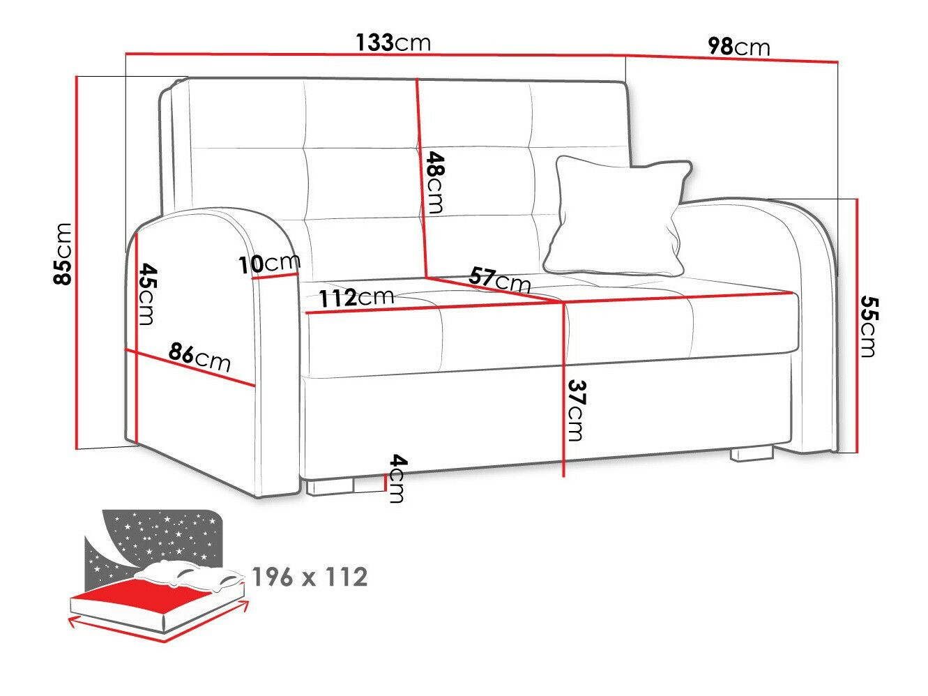 Sofa na razvlačenje Columbus 115 (Aragon 14)