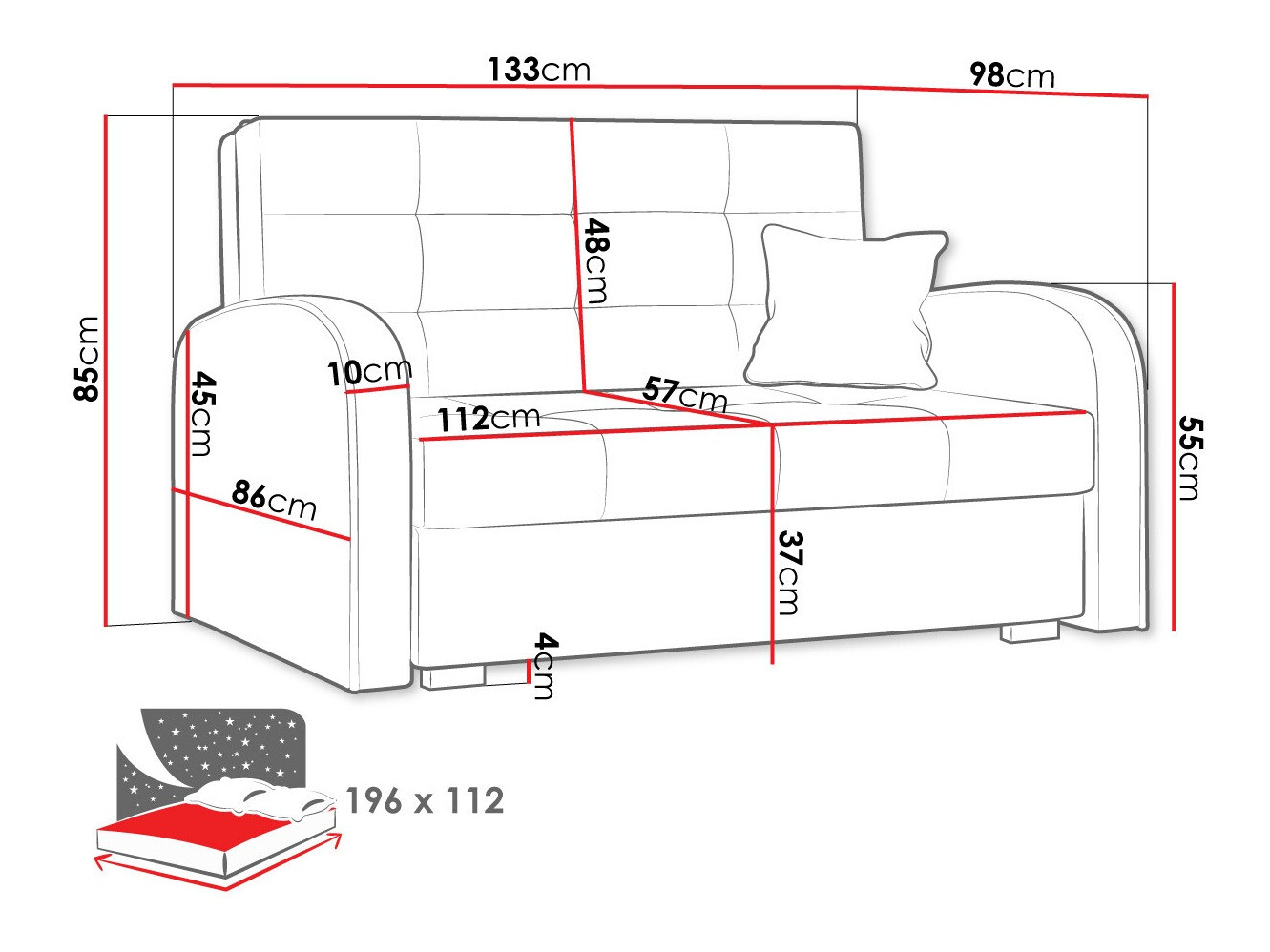 Sofa na razvlačenje Columbus 115 (Aragon 90)