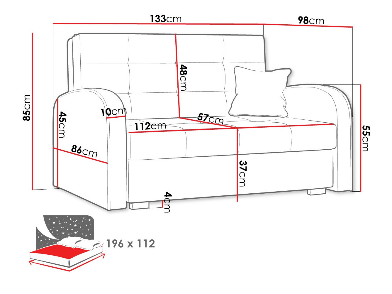 Sofa na razvlačenje Columbus 115 (Aragon 93)
