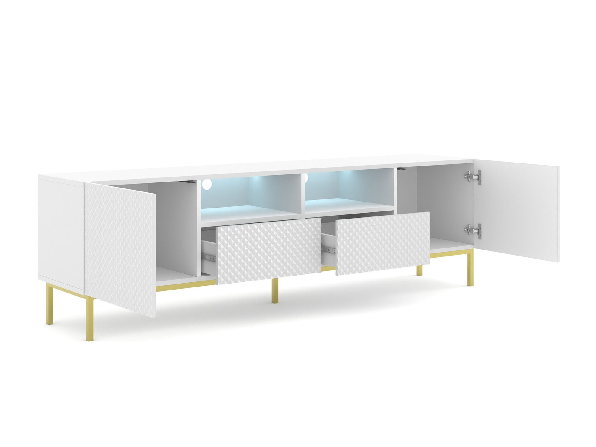 TV komoda Buffalo 158 (Belo + Sjajno belo)