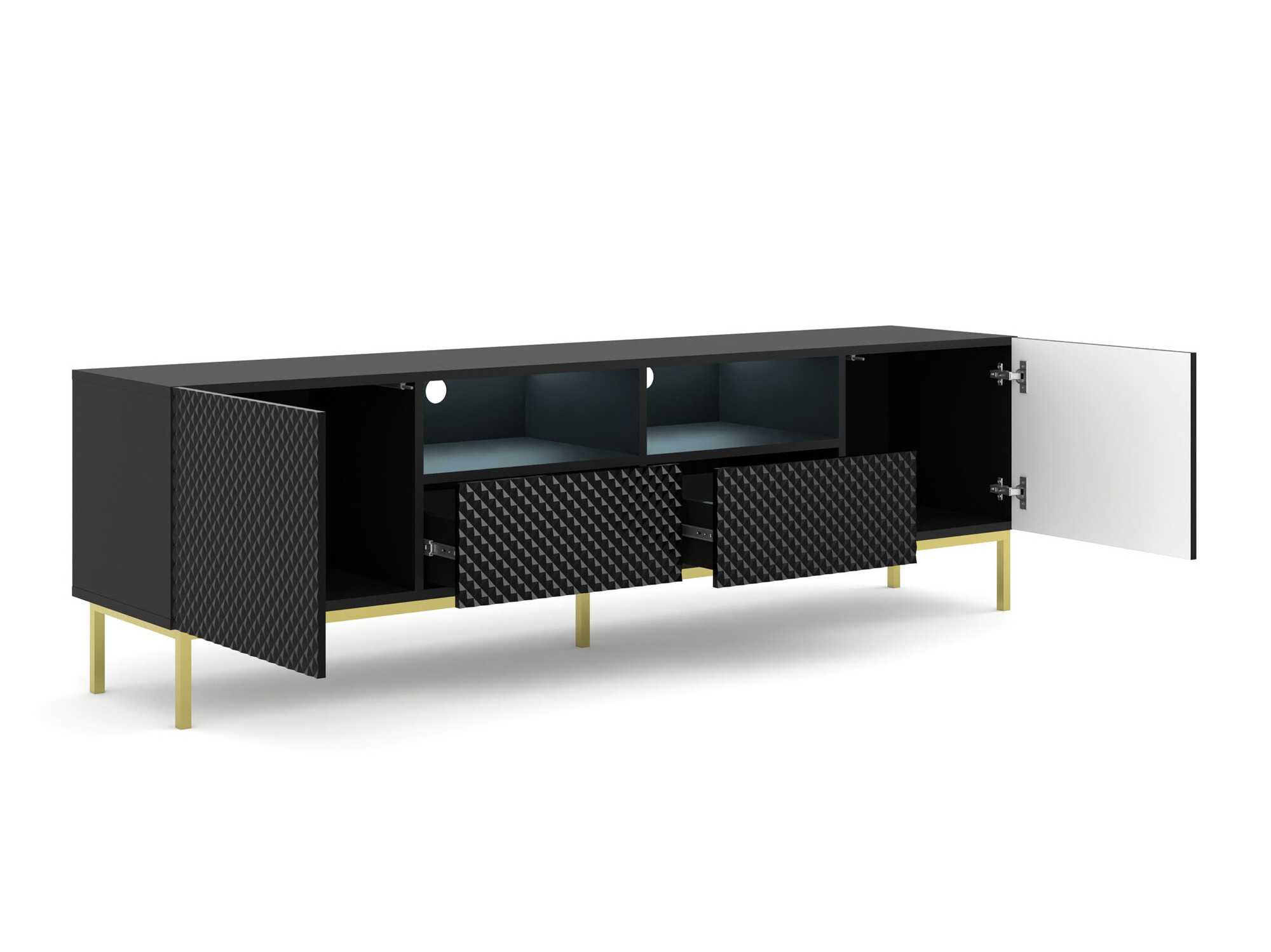 TV sto Buffalo 158 (Crno + Crna visoki sjaj)