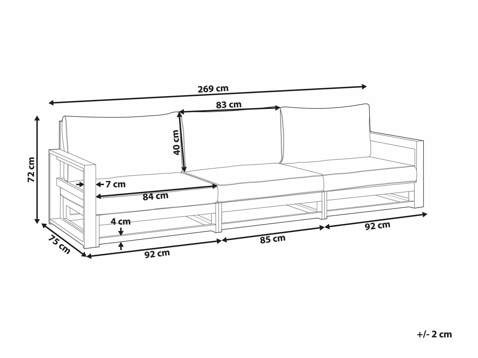 Baštenska sofa Berwyn 1920 (Svetlo drvo)