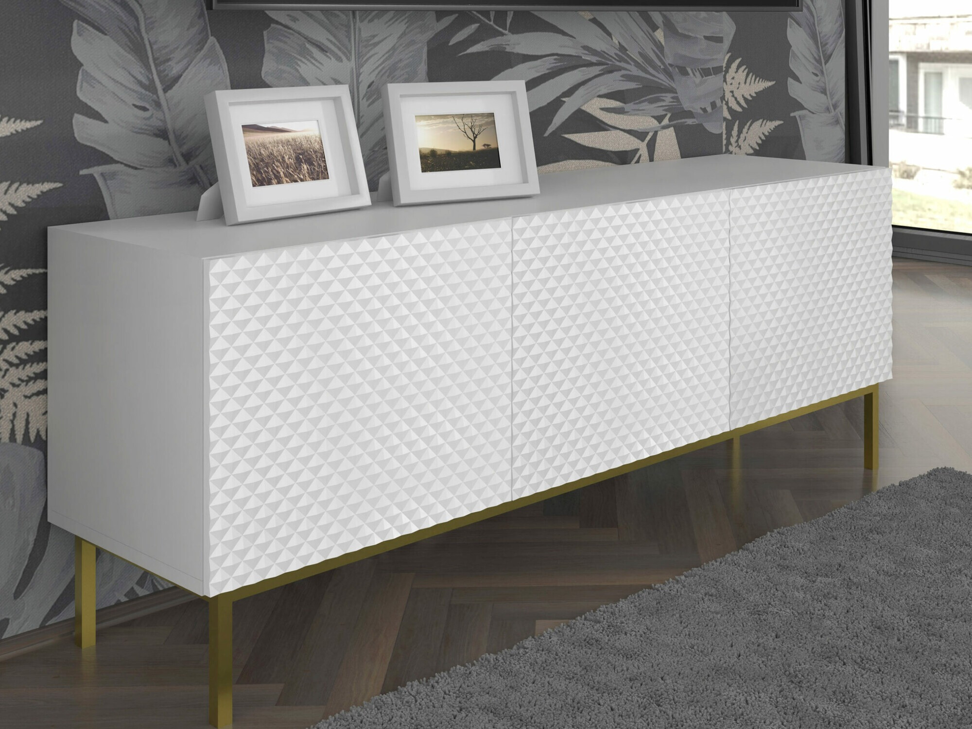 TV komoda Odelomu 101 (Belo + Sjajno belo)