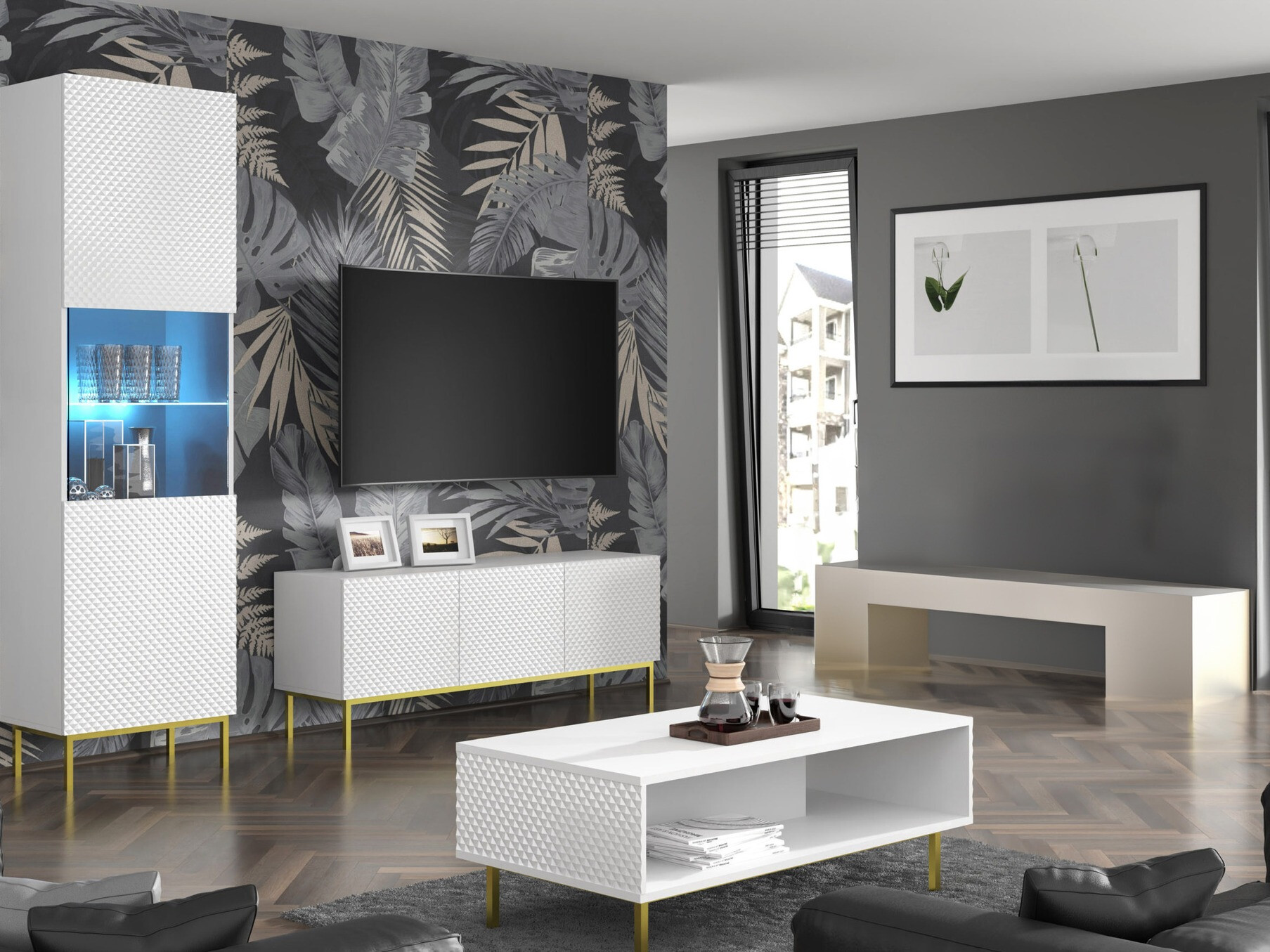 TV sto Odelomu 101 (Belo + Sjajno belo)