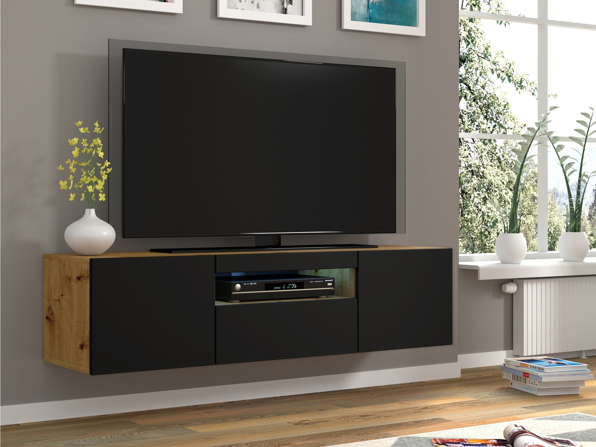 TV sto Morteo 103 (Zanatski hrast + Crno)