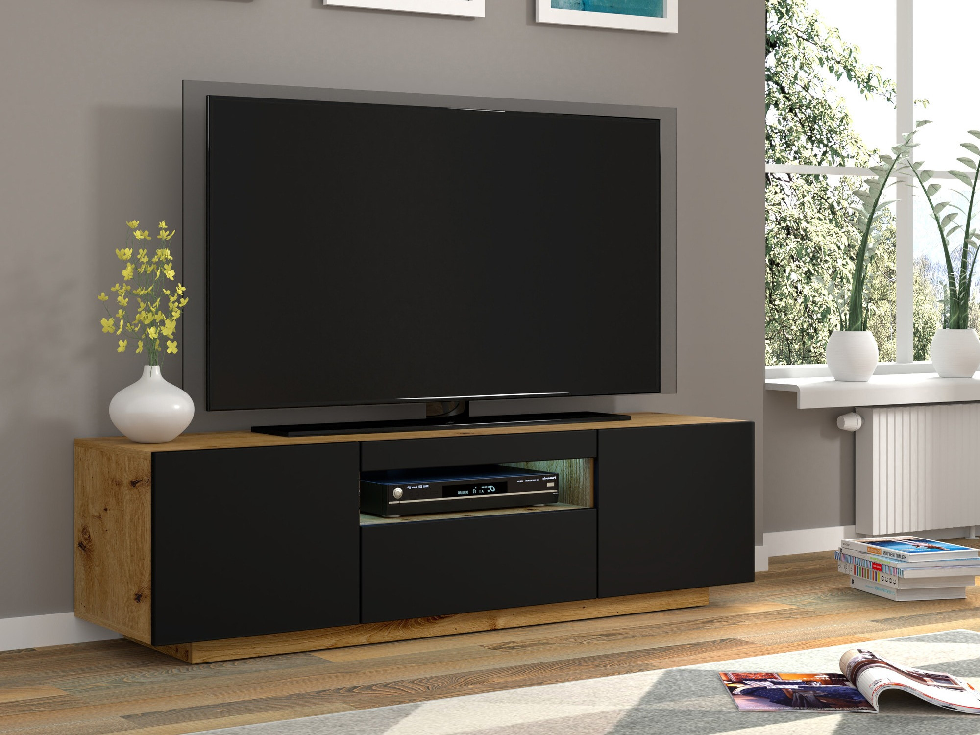 TV sto Morteo 103 (Zanatski hrast + Crno)