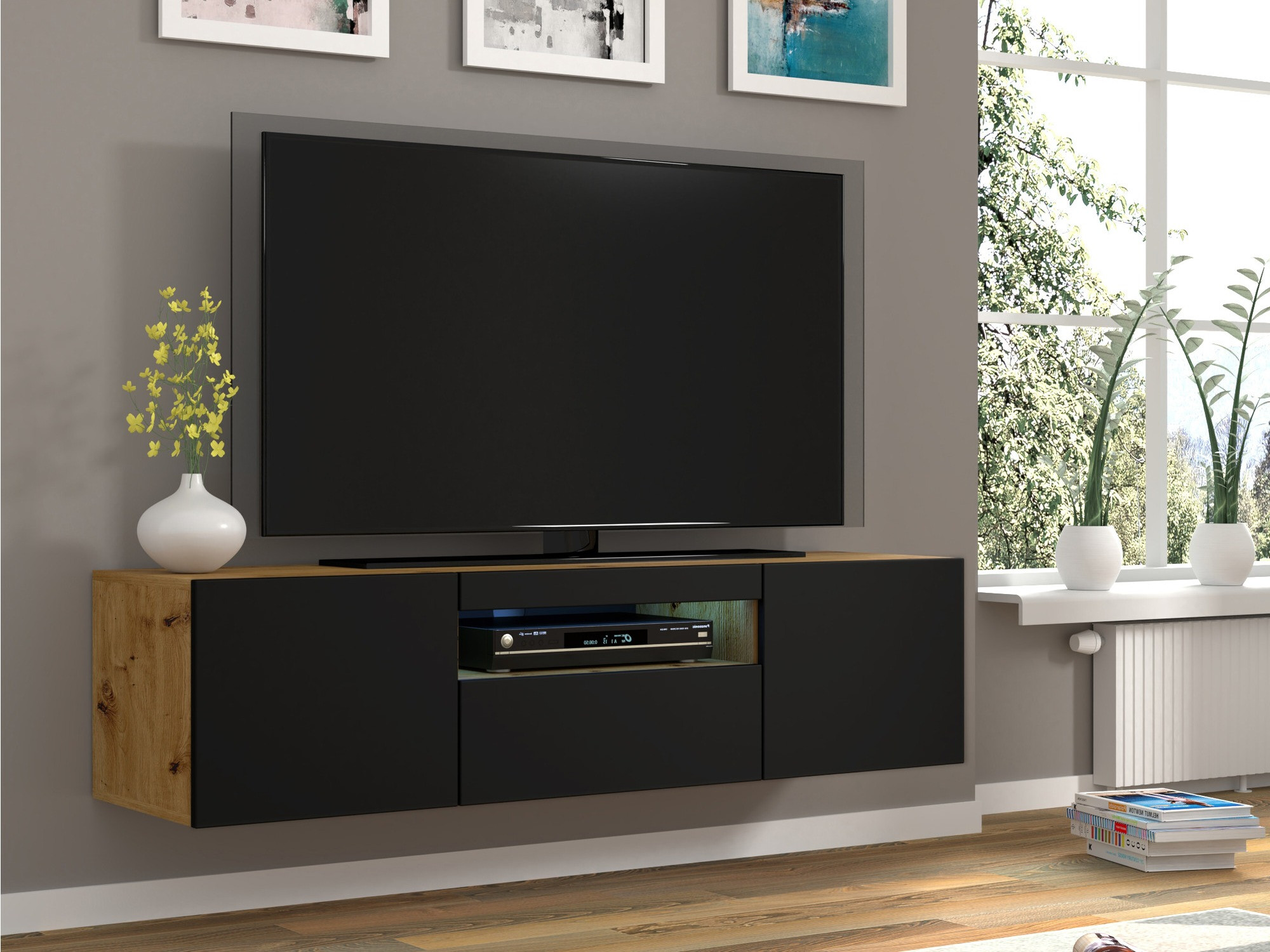 TV sto Morteo 103 (Zanatski hrast + Crno)