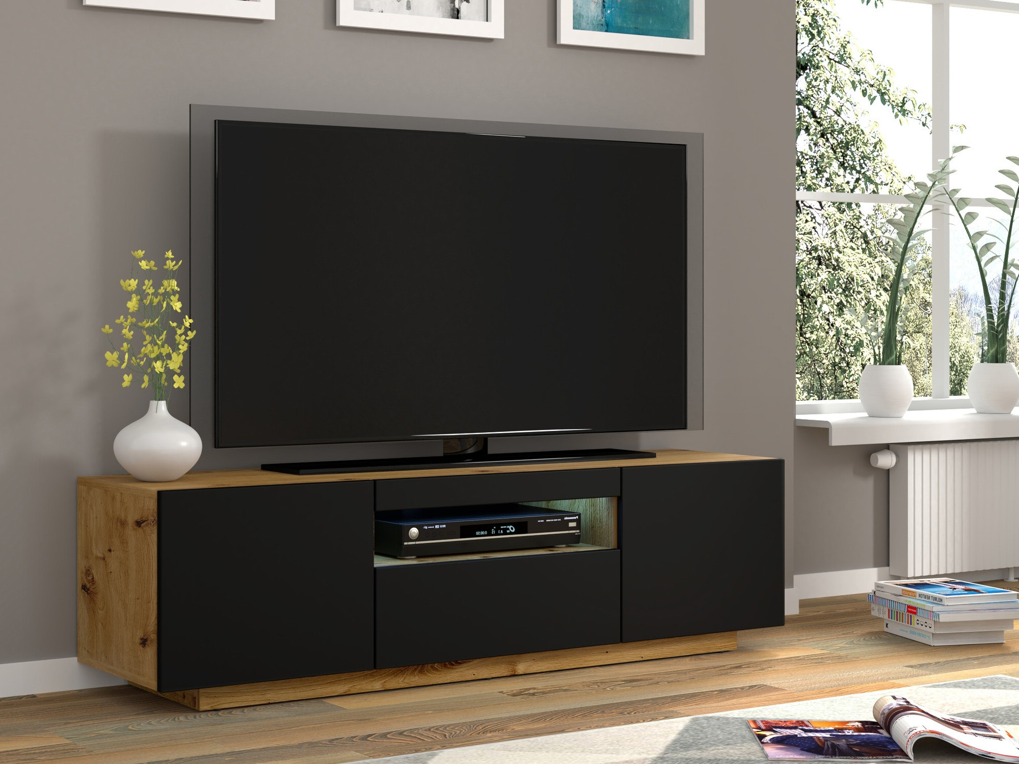 TV sto Morteo 103 (Zanatski hrast + Crno)