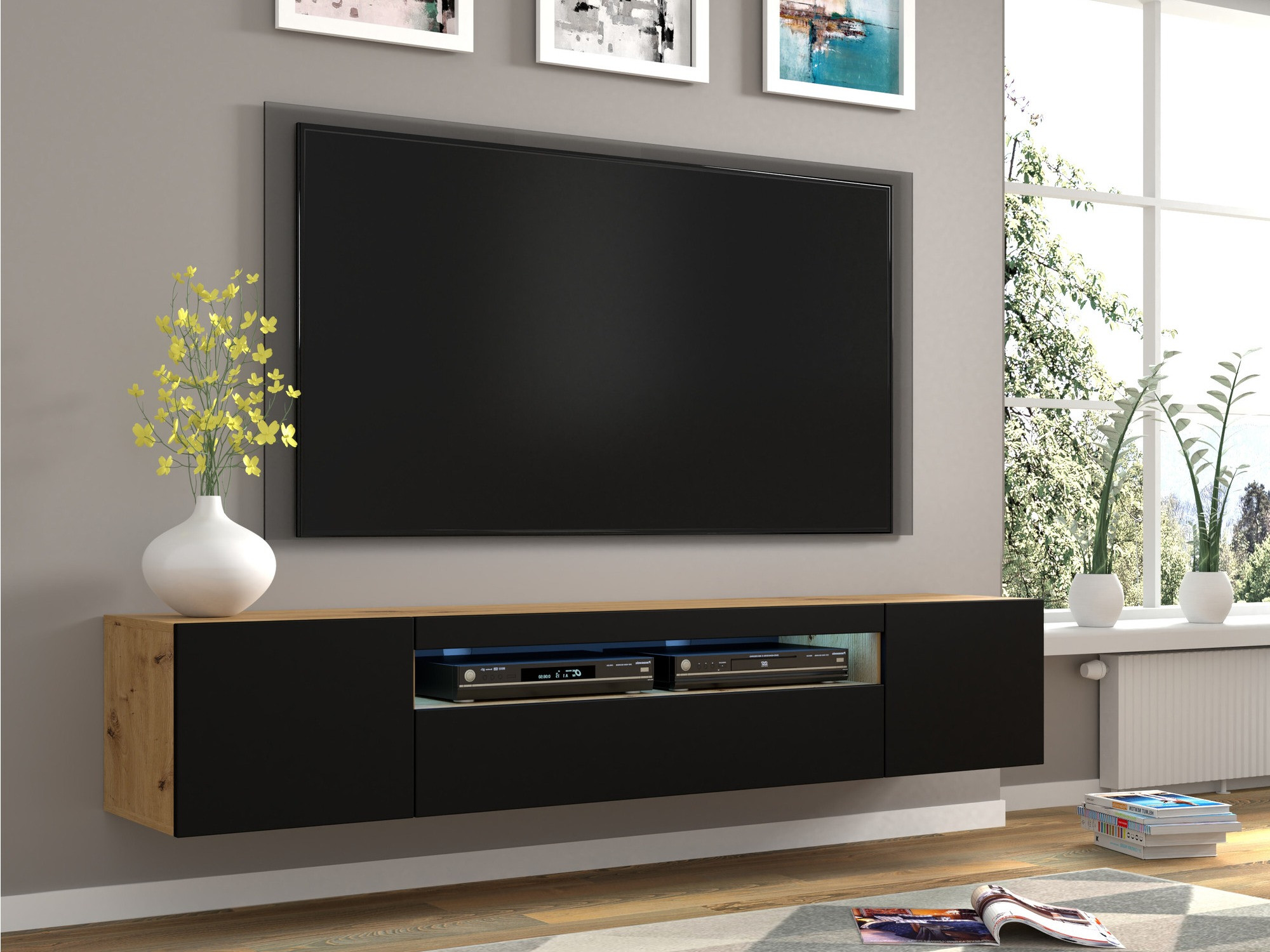 TV sto Morteo 104 (Zanatski hrast + Crno)