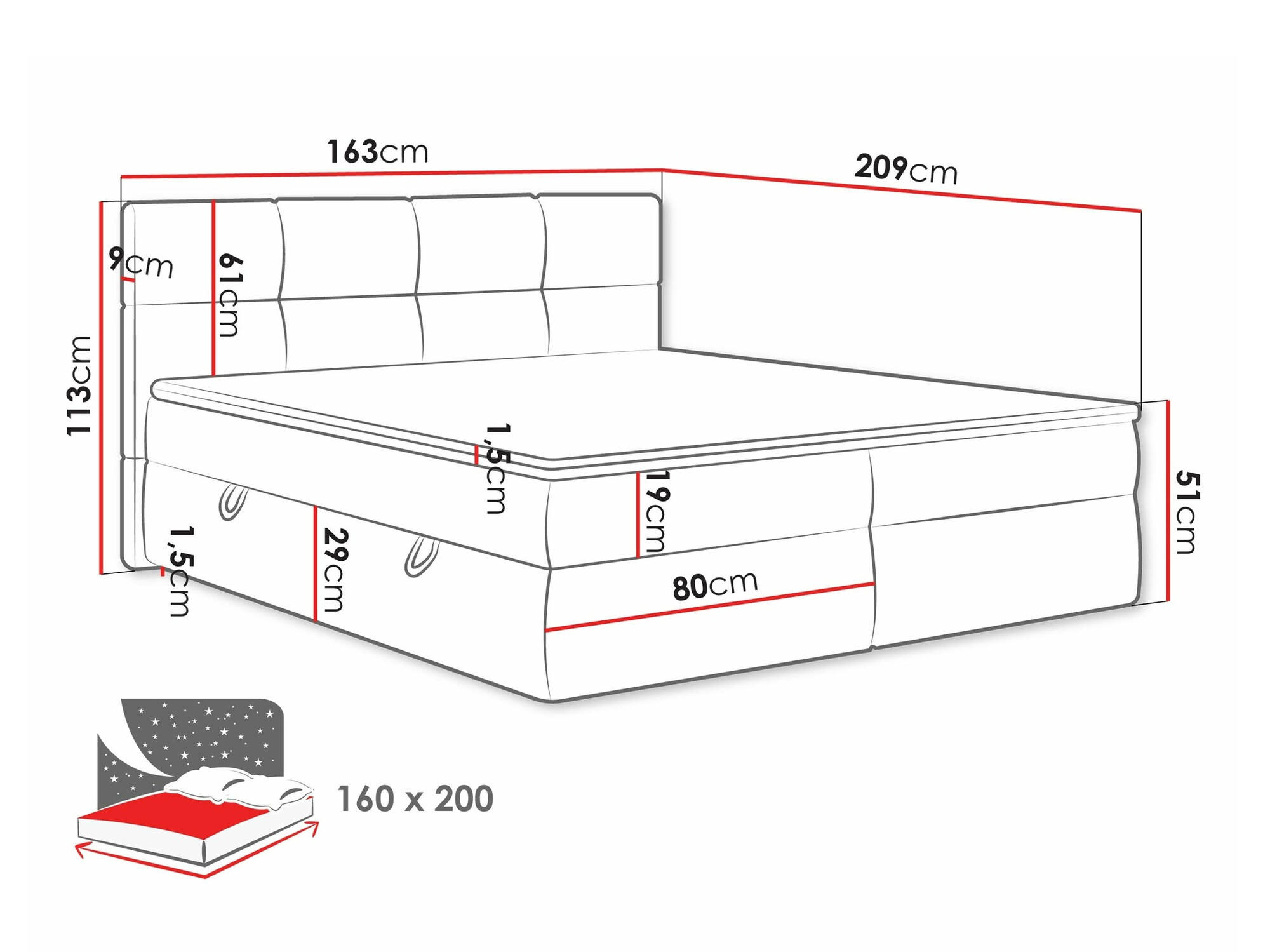 Boxspring krevet ComfiDream 187 (Curio 02)