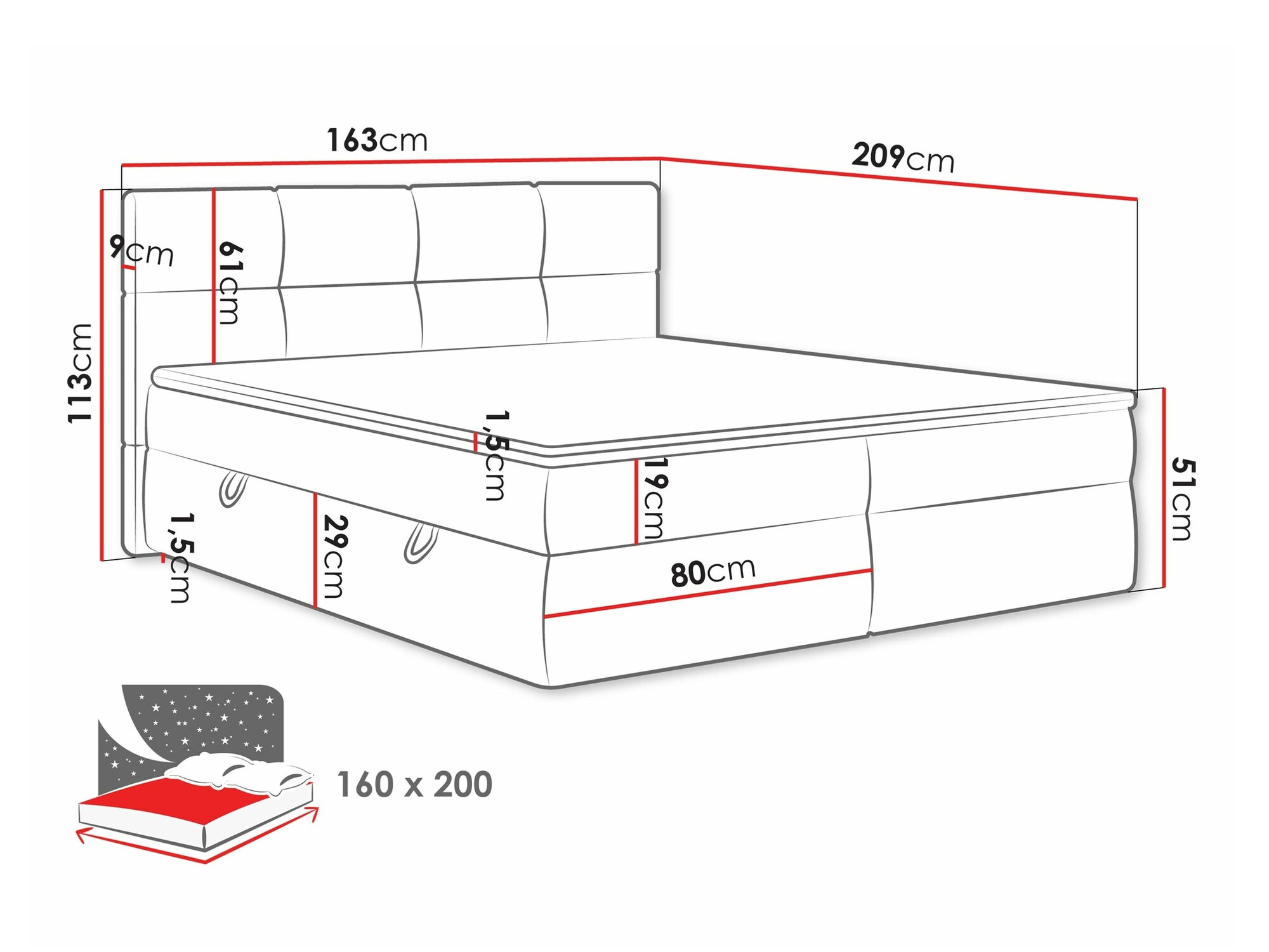 Boxspring krevet ComfiDream 187 (Curio 93)