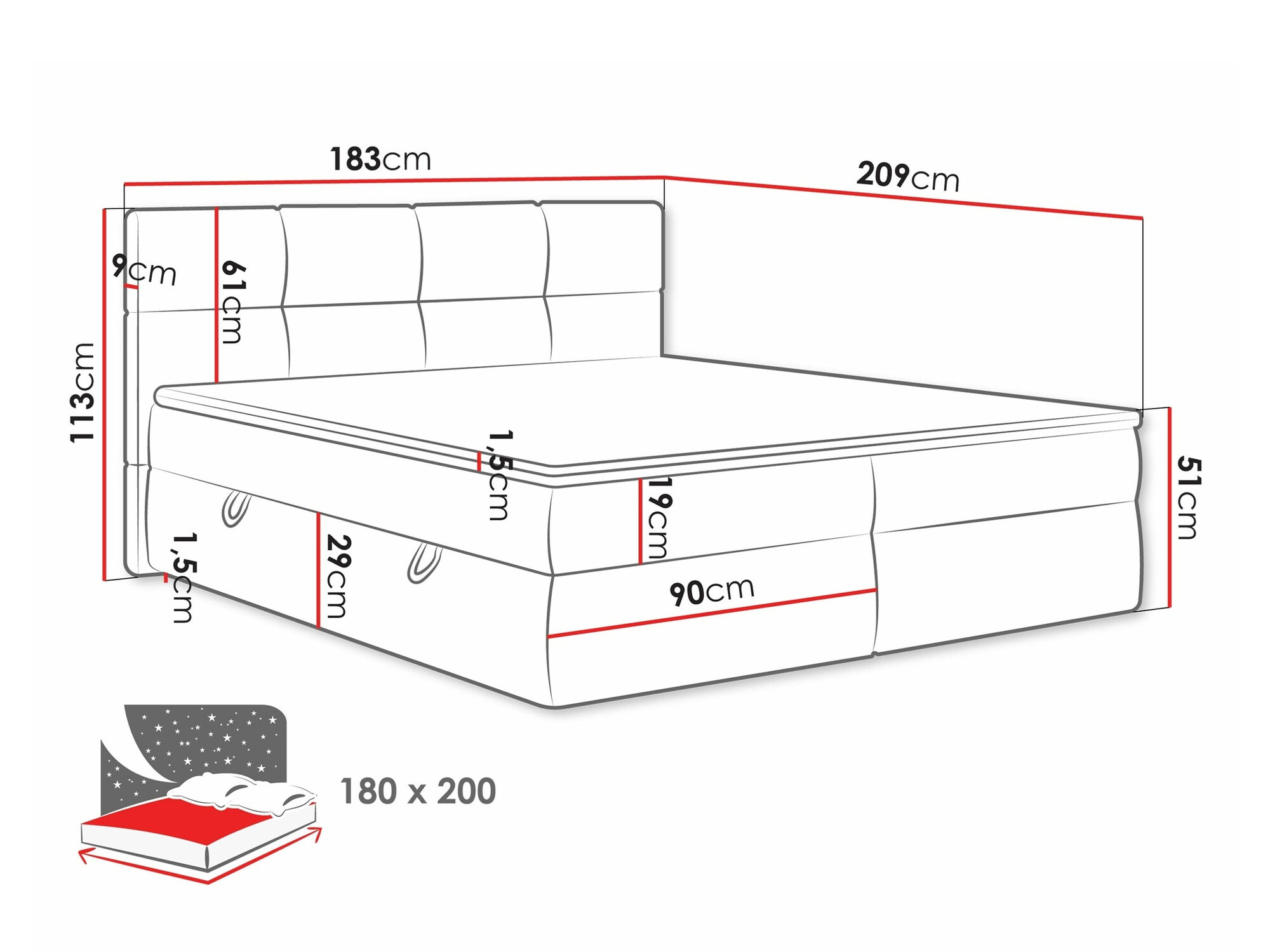Boxspring krevet ComfiDream Nivina (Curio 02)
