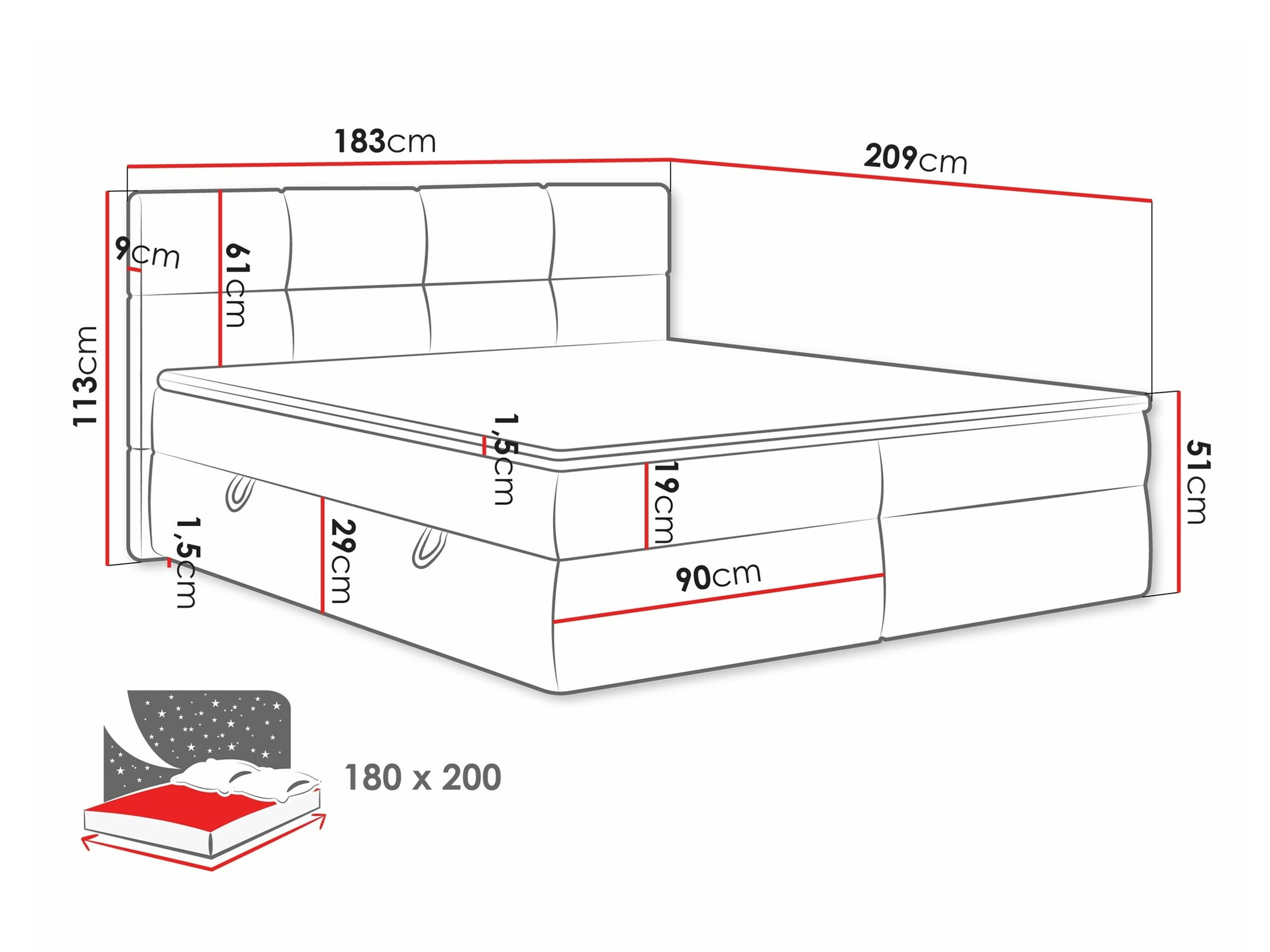 Boxspring krevet ComfiDream Nivina (Curio 11)