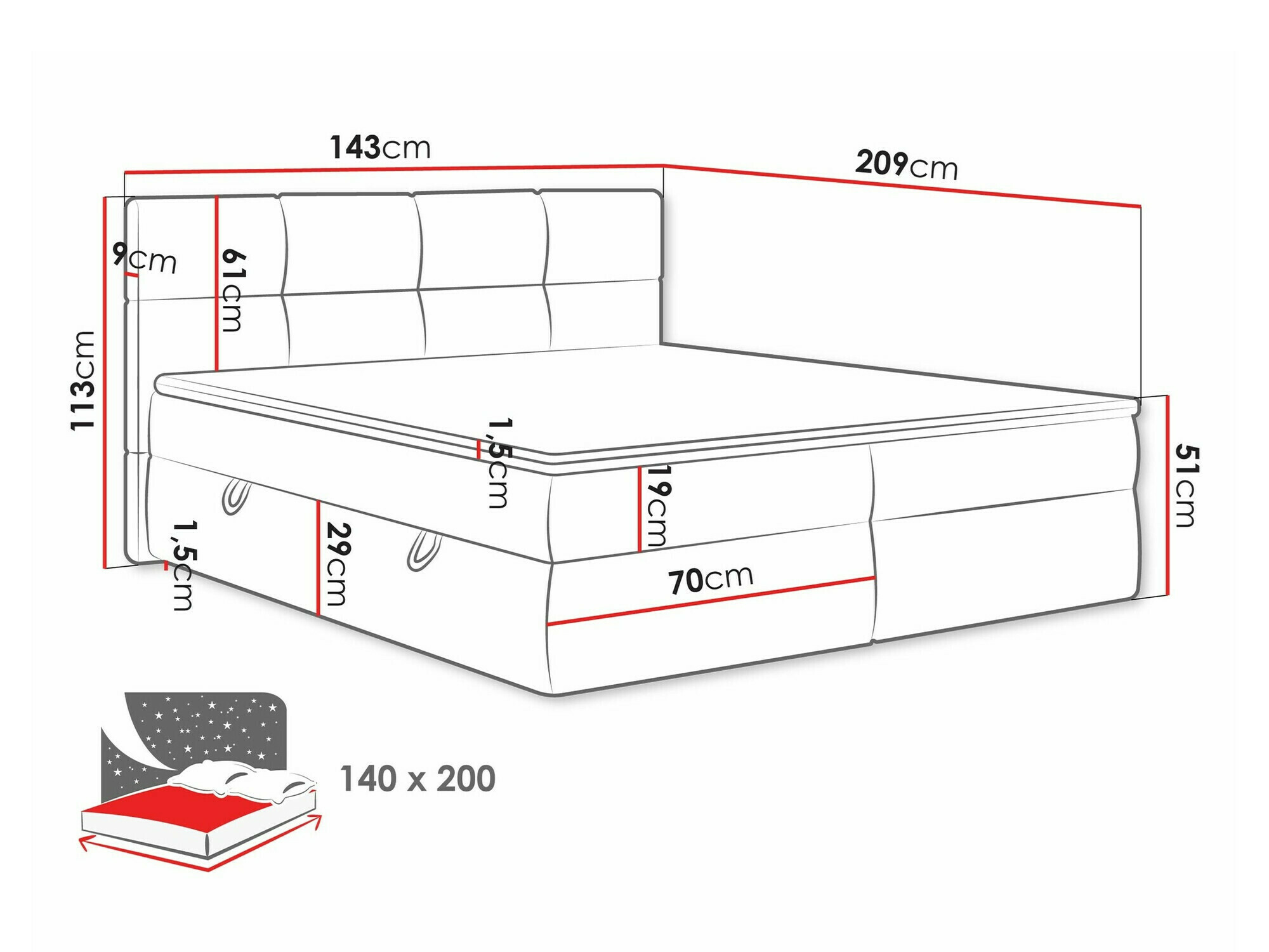 Boxspring krevet ComfiDream Nivina (Curio 93)