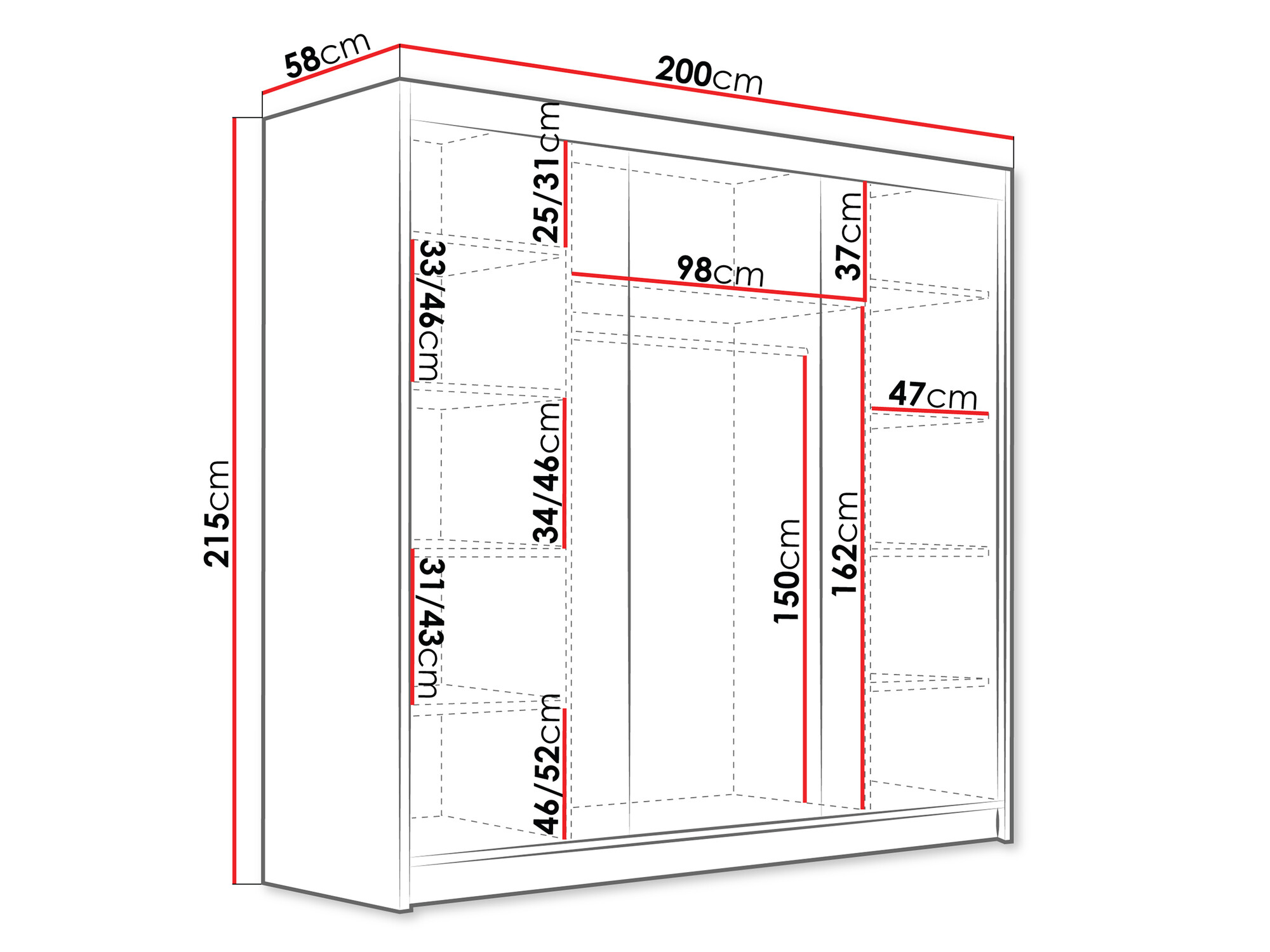Ormar Closico 185 (Belo + Crno)