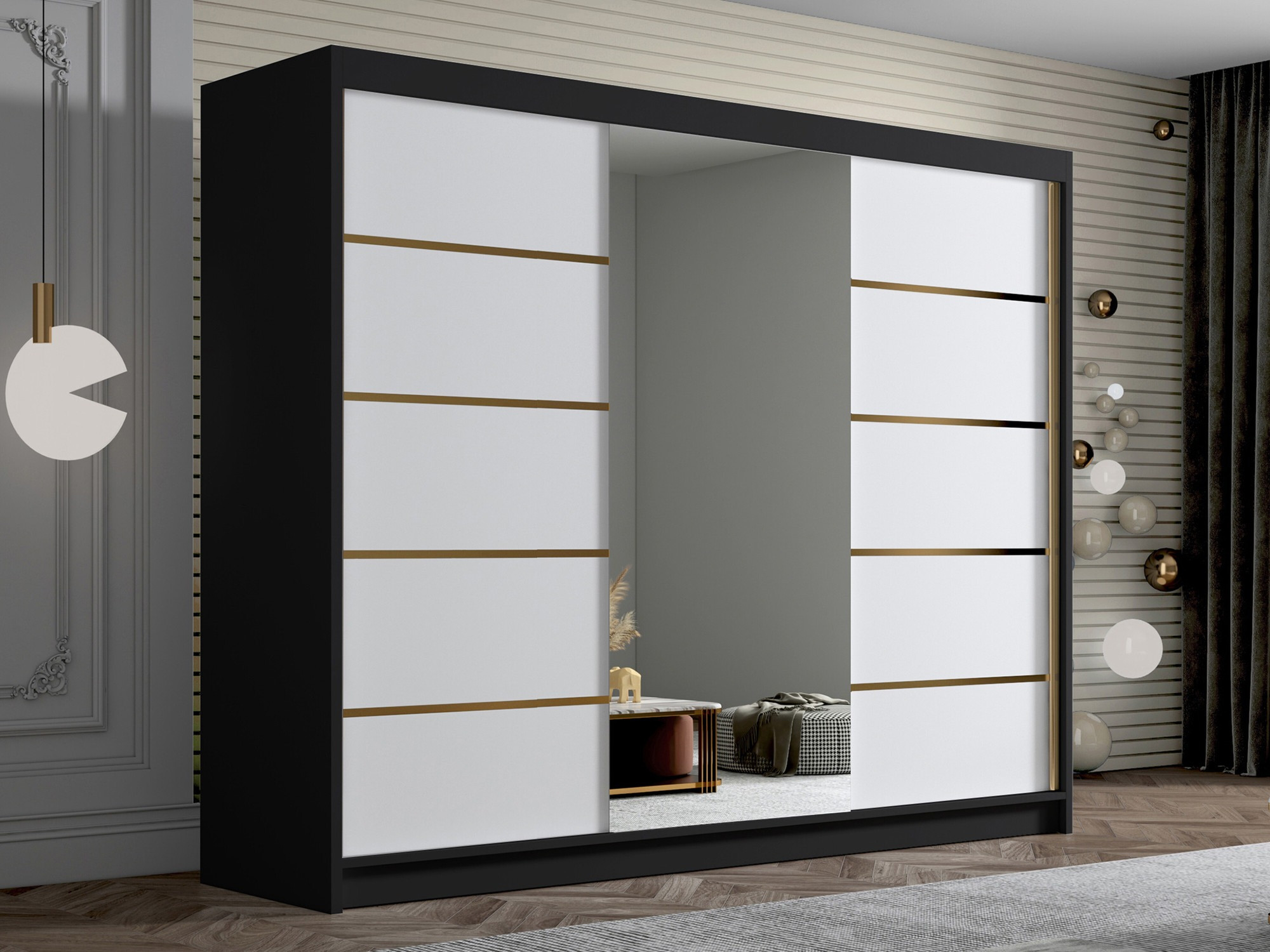 Ormar Closico Veltron II (Crno + Belo)