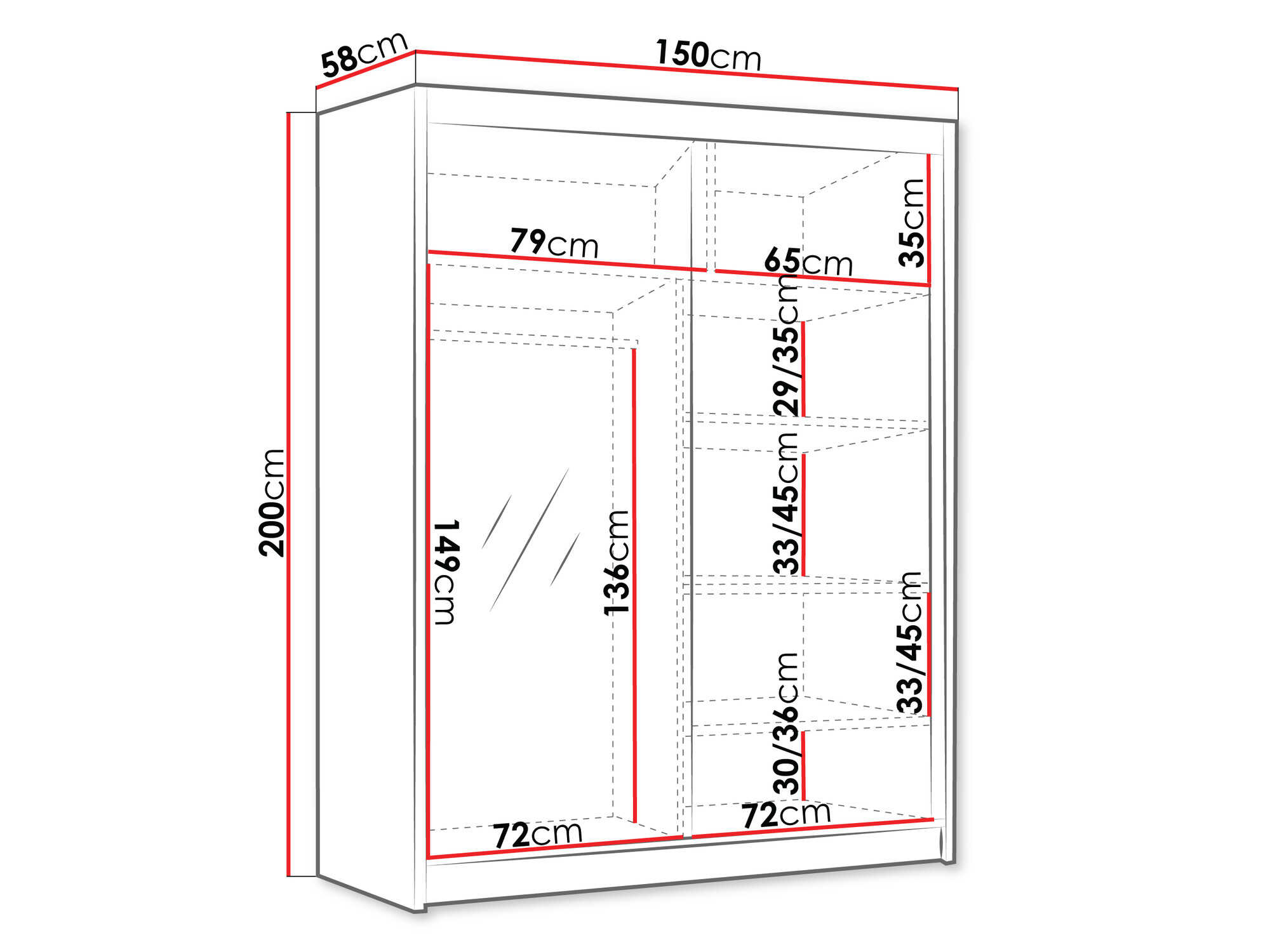 Ormar Closico 187 (Belo + Crno)