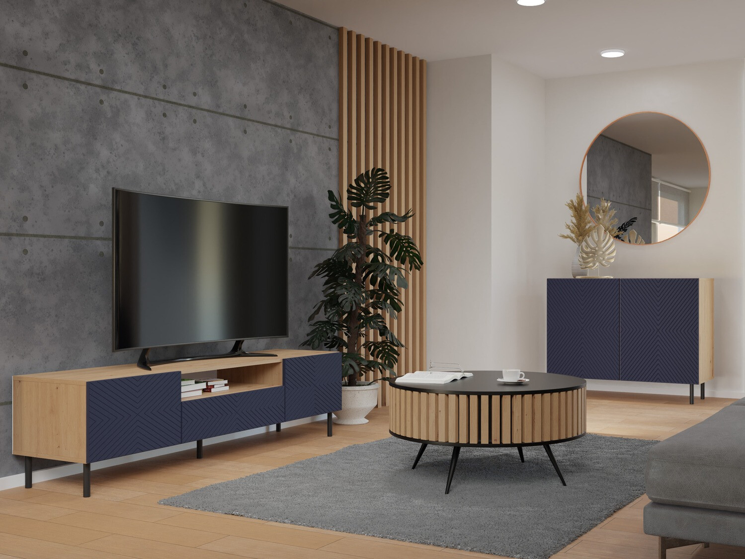 Ormarić Romseru 101 (Plava + Zanatski hrast)