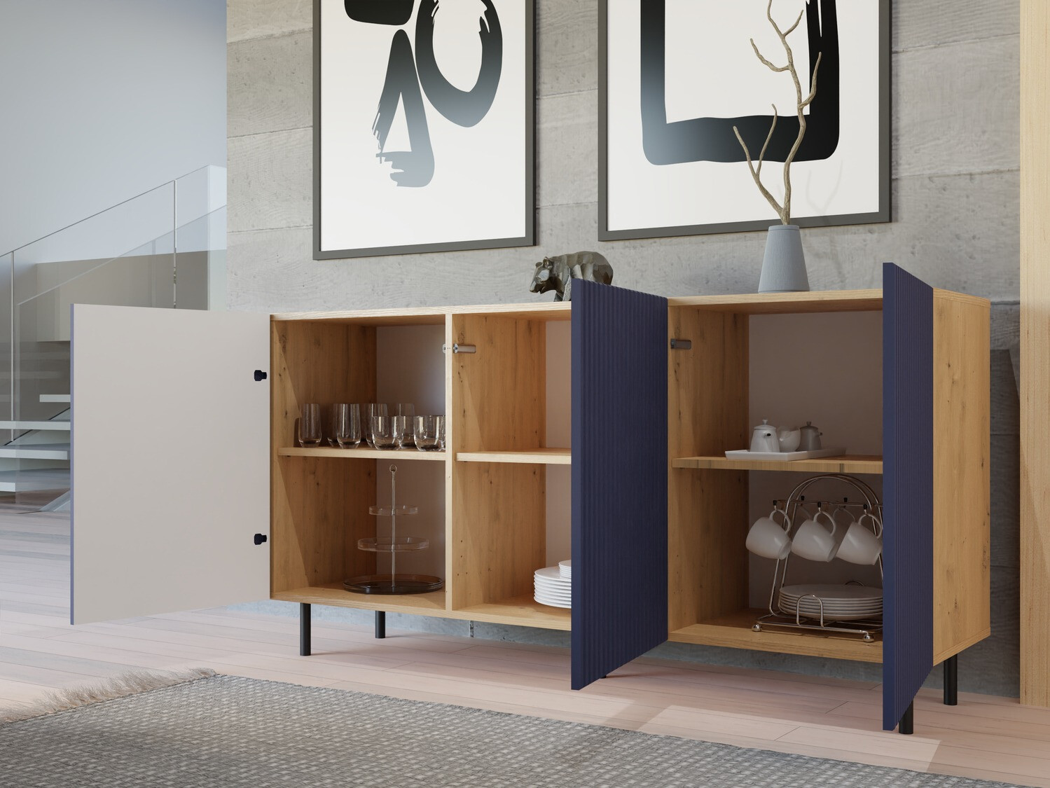 Ormarić Romseru 102 (Plava + Artisan hrast)