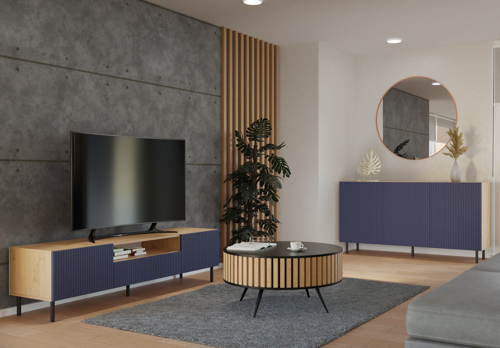 Ormarić Romseru 102 (Plava + Artisan hrast)