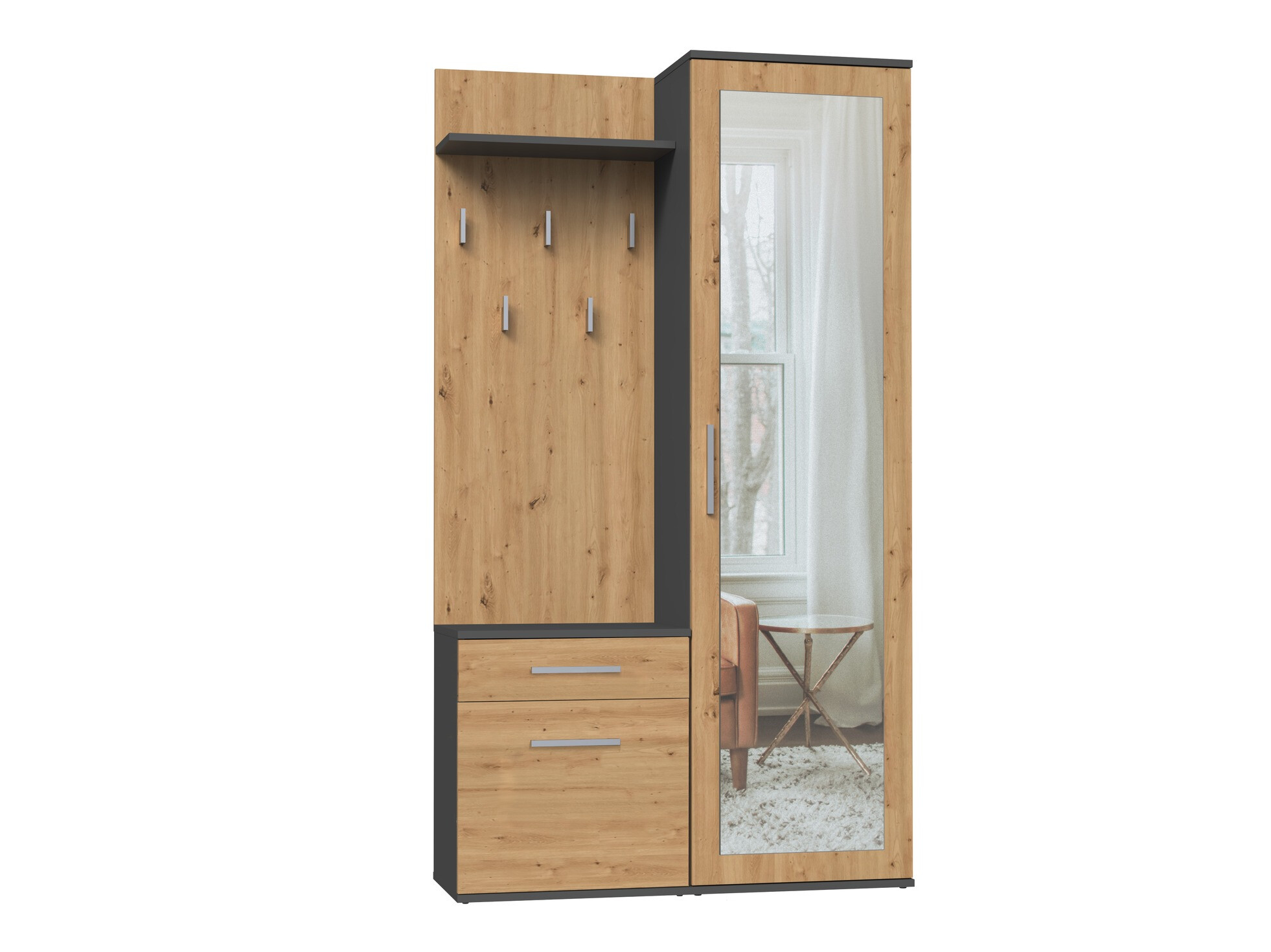 Set za hodnik Mandeville 126 (Artisan hrast + Antracit)