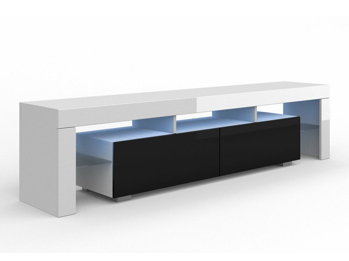 TV sto Buffalo 169 (Belo + Crna visoki sjaj)