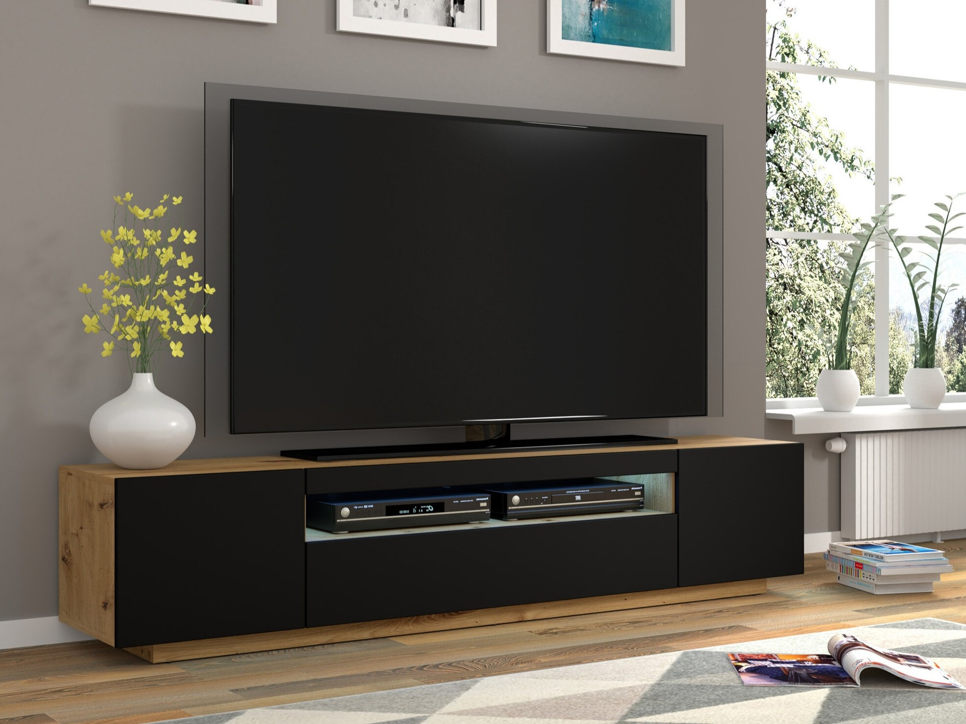 TV sto Morteo 104 (Zanatski hrast + Crno)