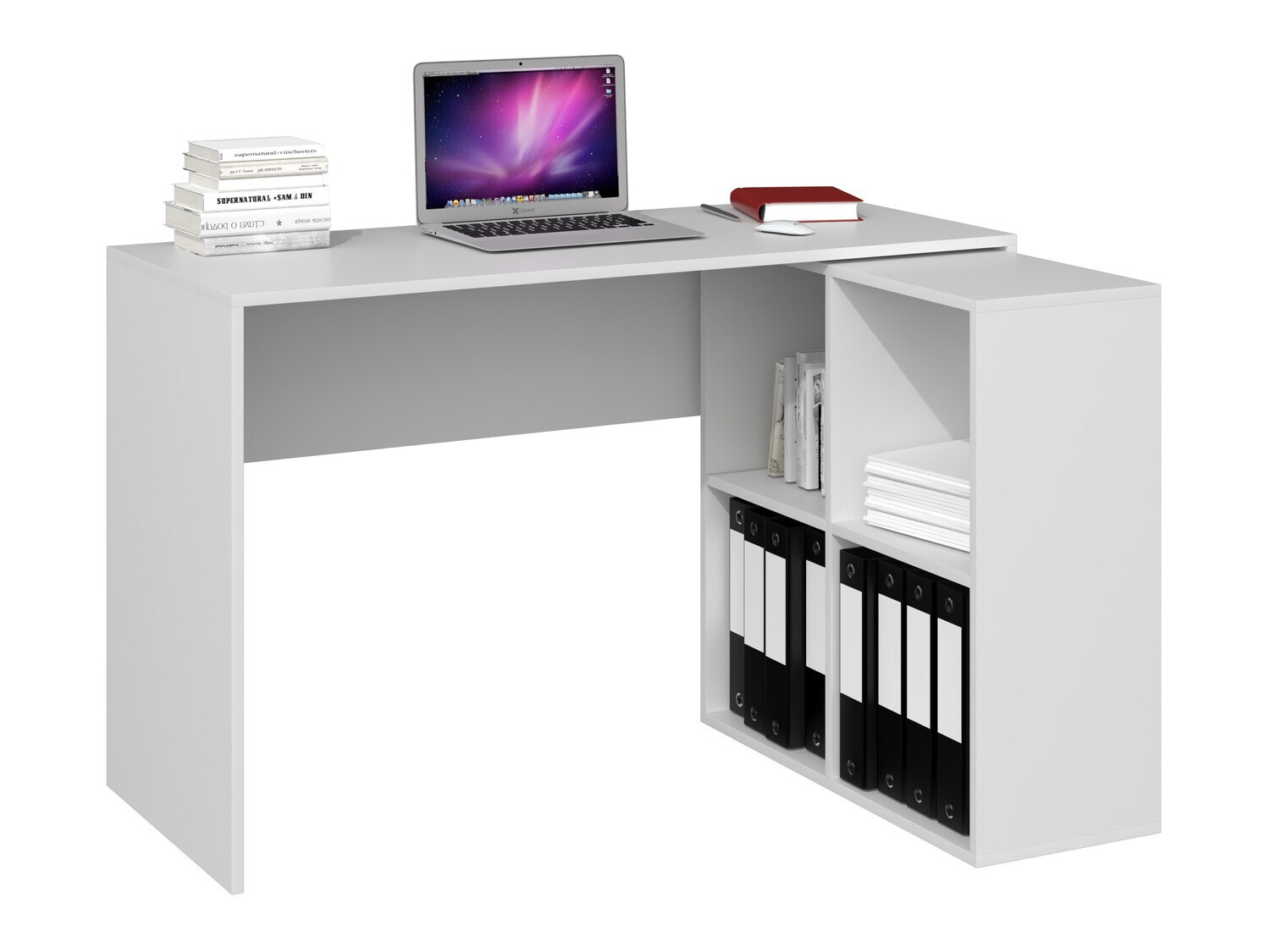 Ugaoni kancelarijski sto Mandeville 125 (Mat belo)