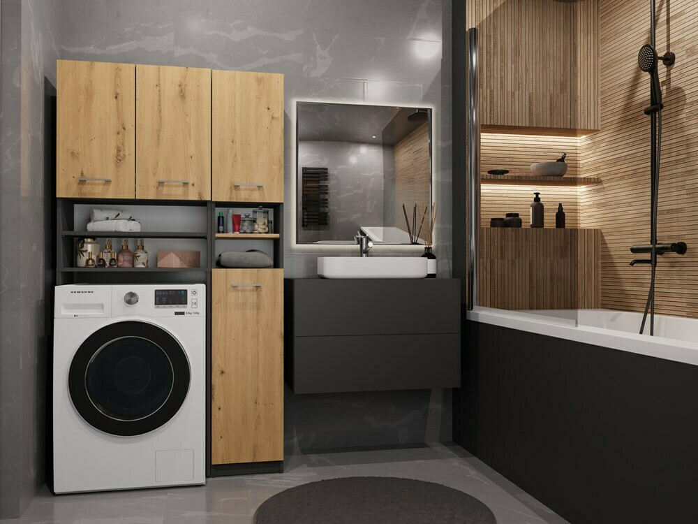 Polica za kupatilo Mandeville 128 (Zanatski hrast)