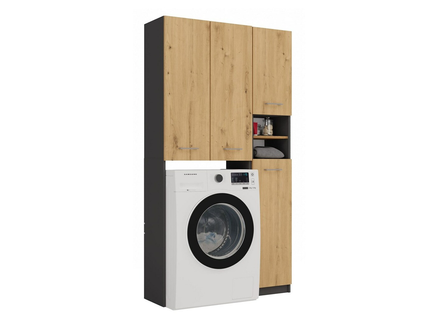 Polica za kupatilo Mandeville 130 (Antricit (ugalj) + Zanatski hrast)