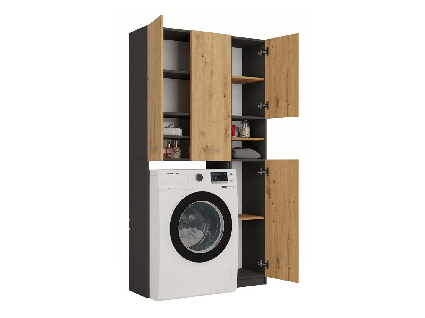 Polica za kupatilo Mandeville 130 (Antricit (ugalj) + Zanatski hrast)