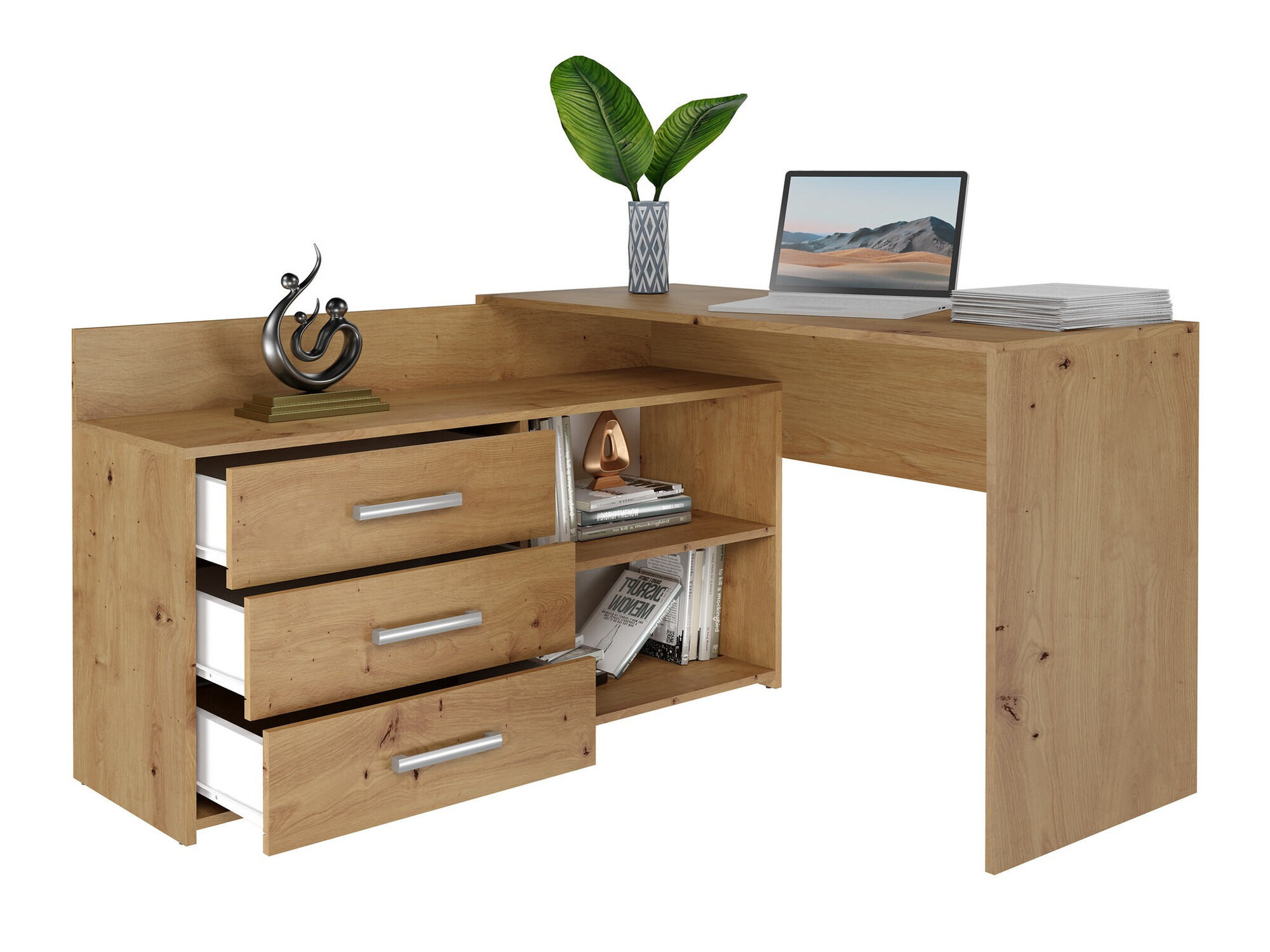 Ugaoni kancelarijski sto Mandeville 131 (Artisan hrast)