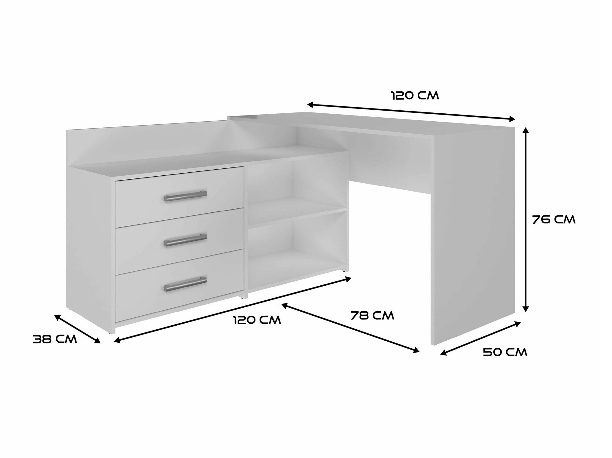 Ugaoni kancelarijski sto Mandeville 131 (Mat belo)