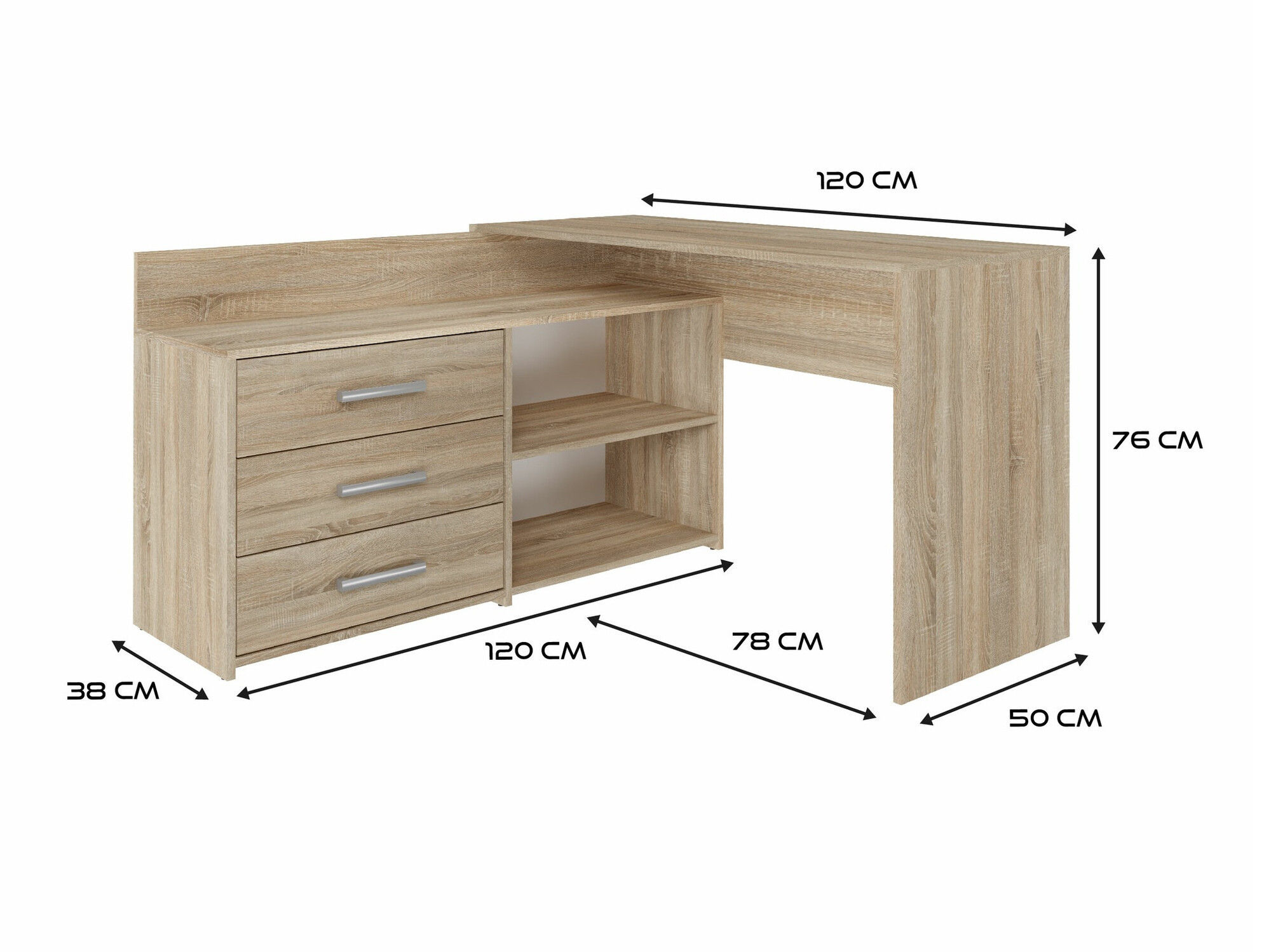 Ugaoni kancelarijski sto Mandeville 131 (Sonoma hrast)
