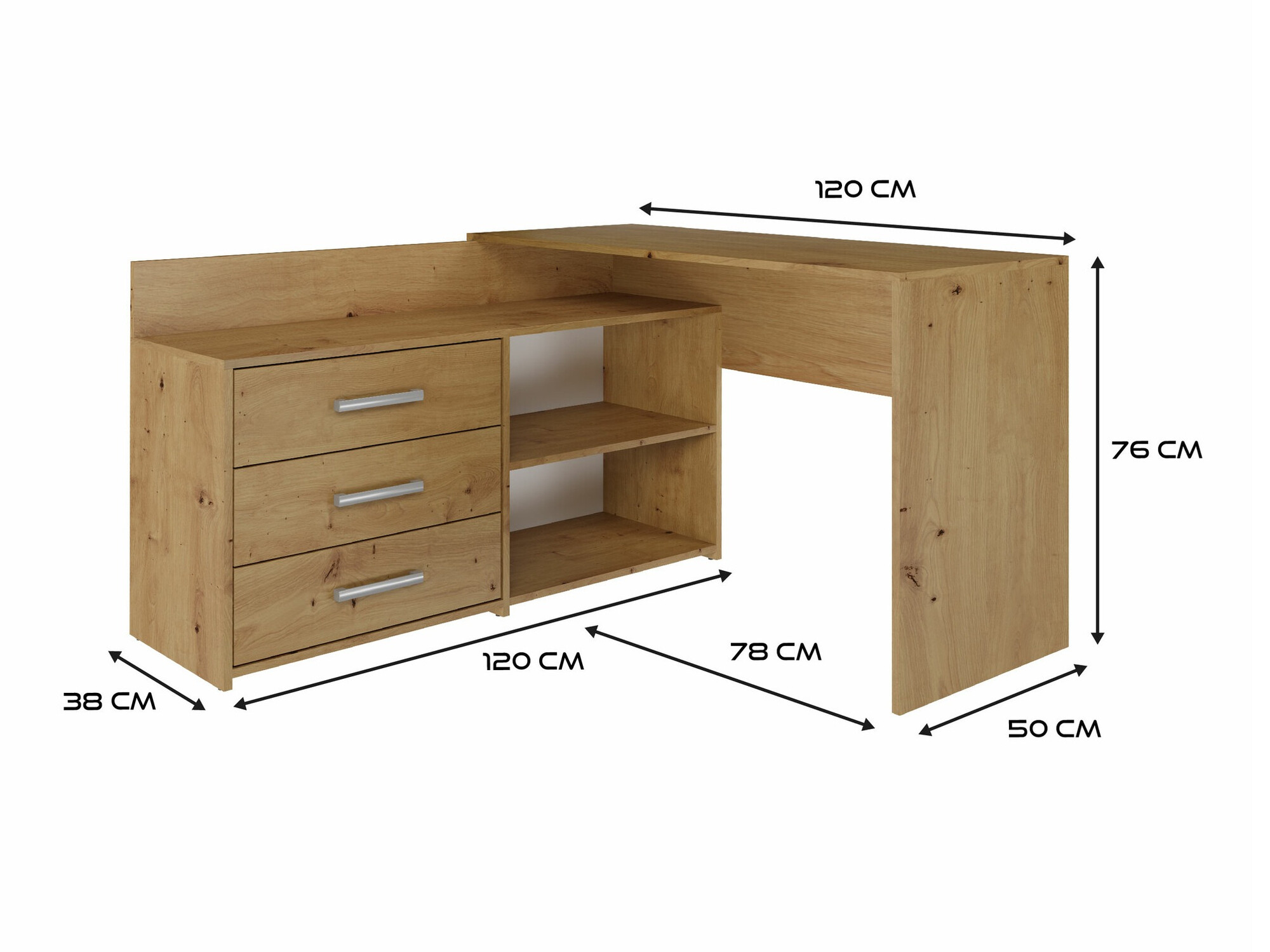 Ugaoni kancelarijski sto Mandeville 131 (Zanatski hrast)