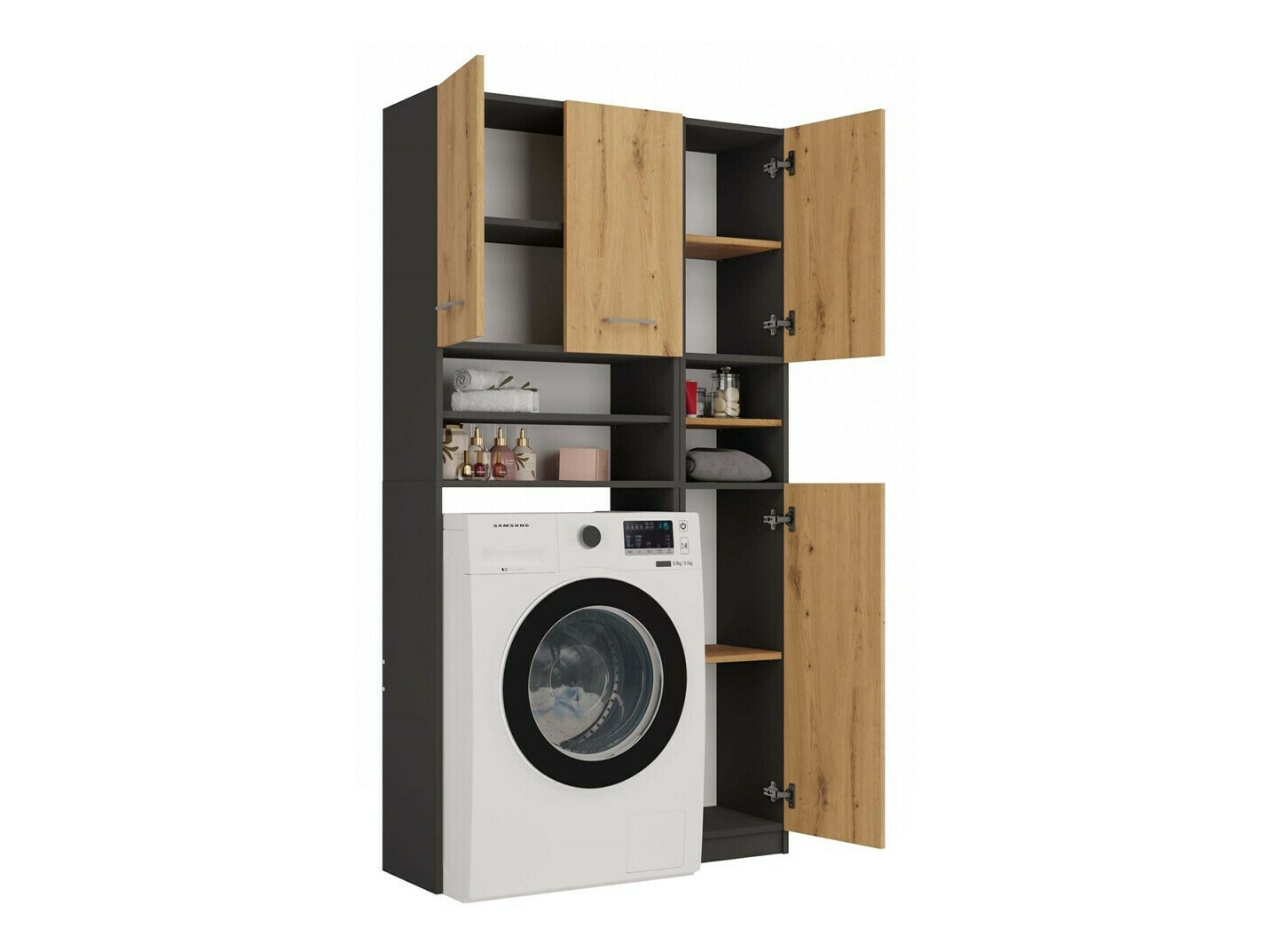 Polica za kupatilo Mandeville 128 (Antracit + Artisan hrast)