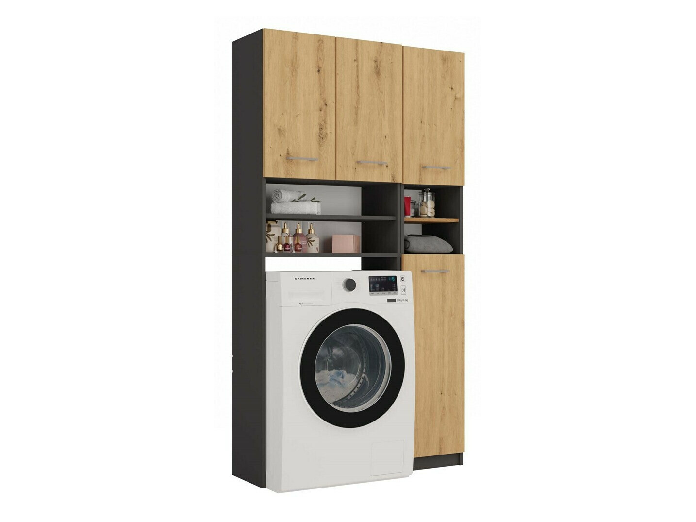 Polica za kupatilo Mandeville 128 (Antricit (ugalj) + Zanatski hrast)