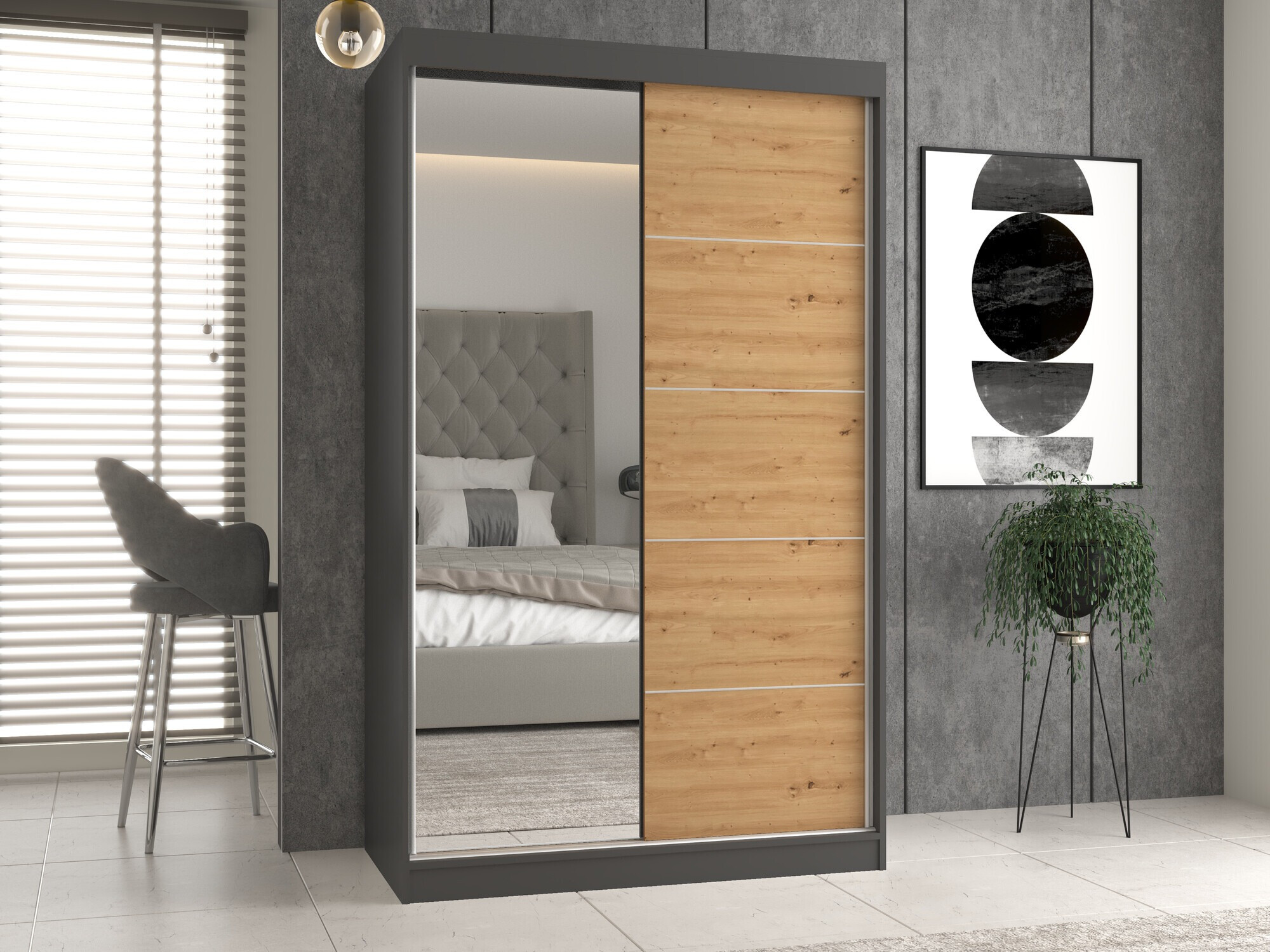 Ormar Mandeville 157 (Antracit + Artisan hrast)