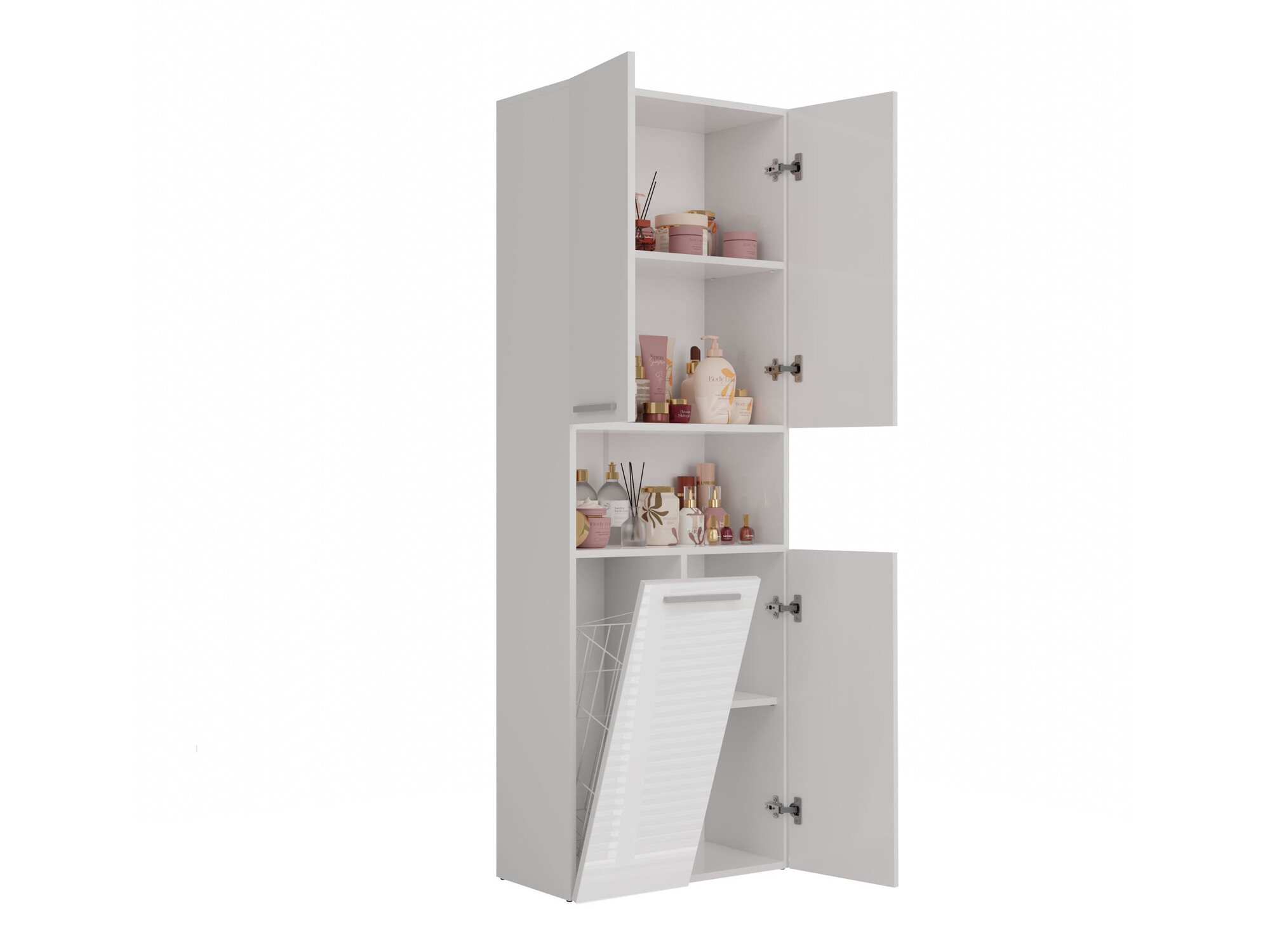 Ormarić za kupatilo Nolmaru 101 (Belo + Sjajno belo)