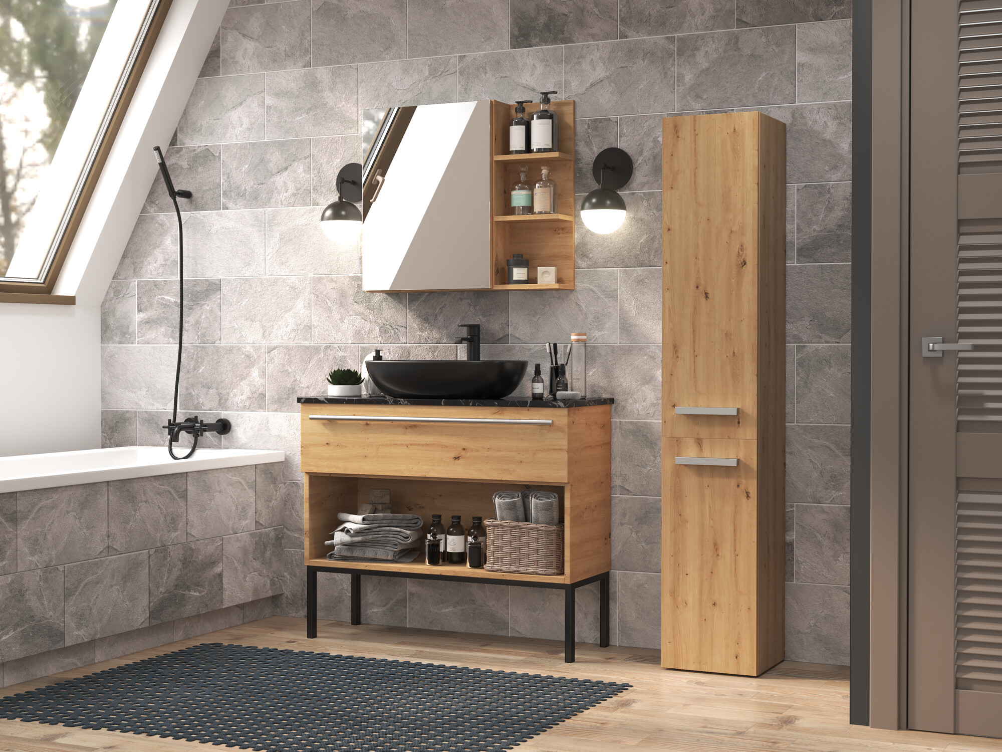 Ormarić za kupatilo Nolmaru 105 (Zanatski hrast)