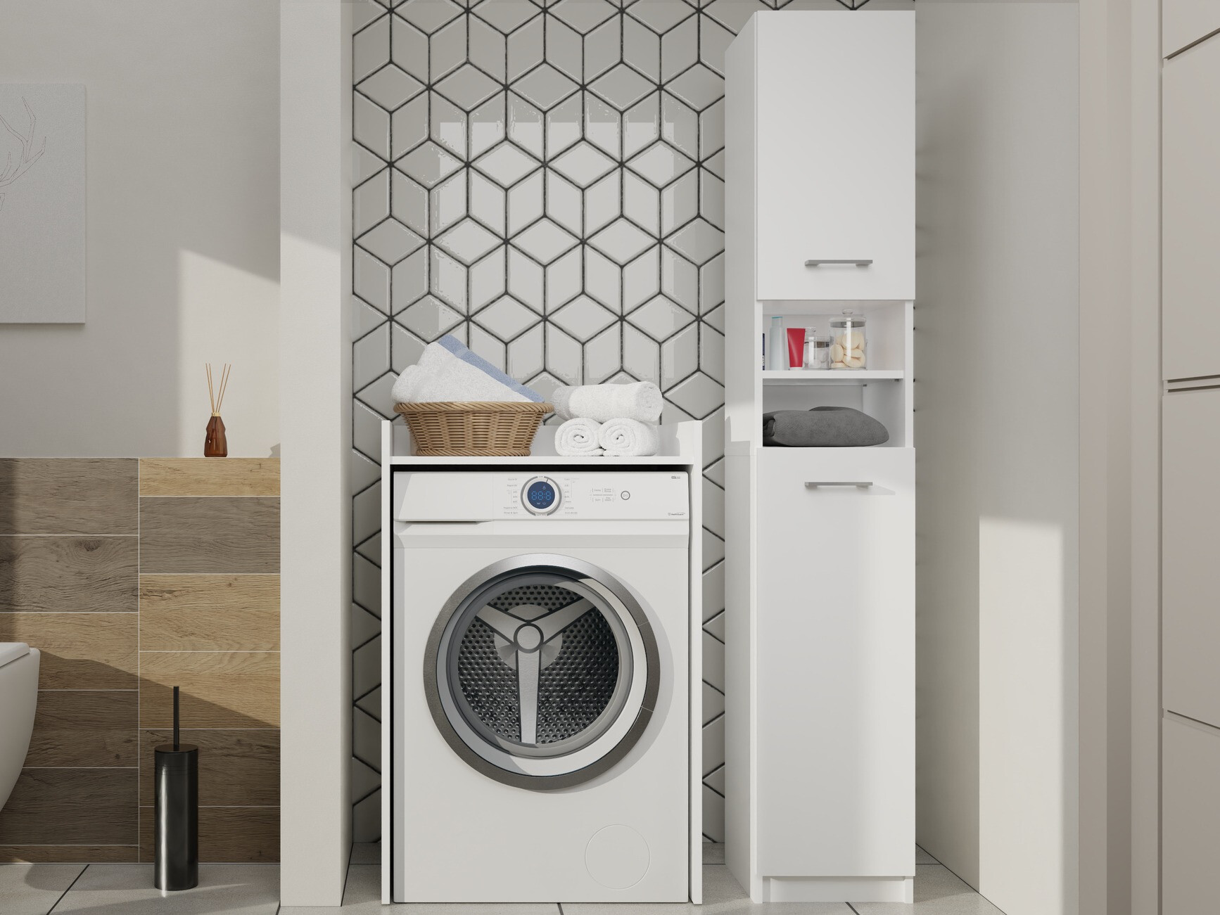 Samostojeći kupatilski ormarić Mandeville 152 (Belo)