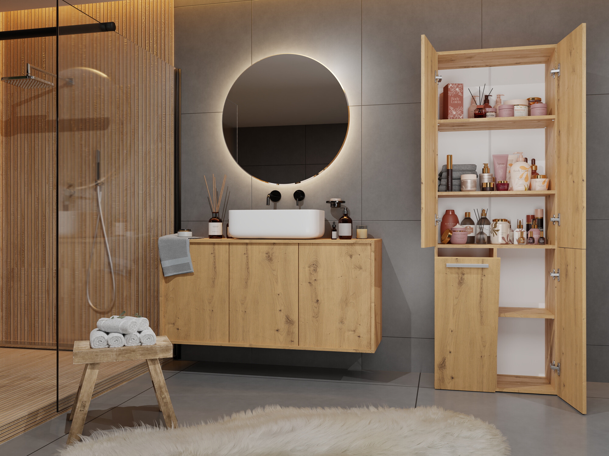 Samostojeći kupatilski ormarić Nolmaru 100 (Artisan hrast)