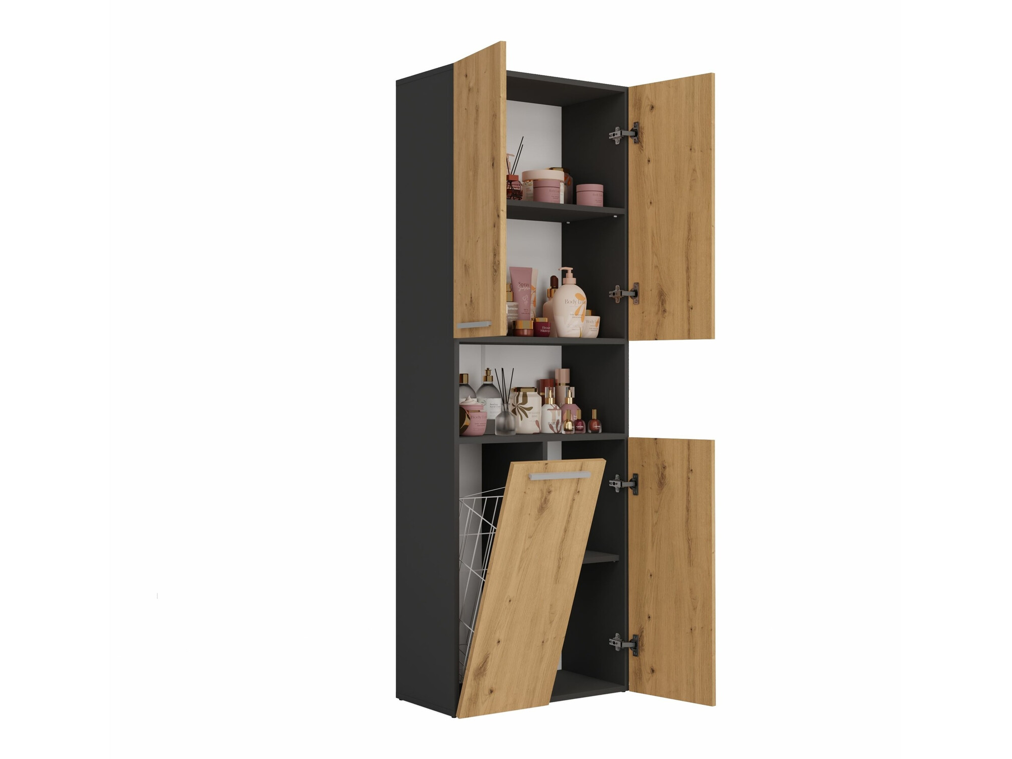 Samostojeći kupatilski ormarić Nolmaru 101 (Antracit + Artisan hrast)