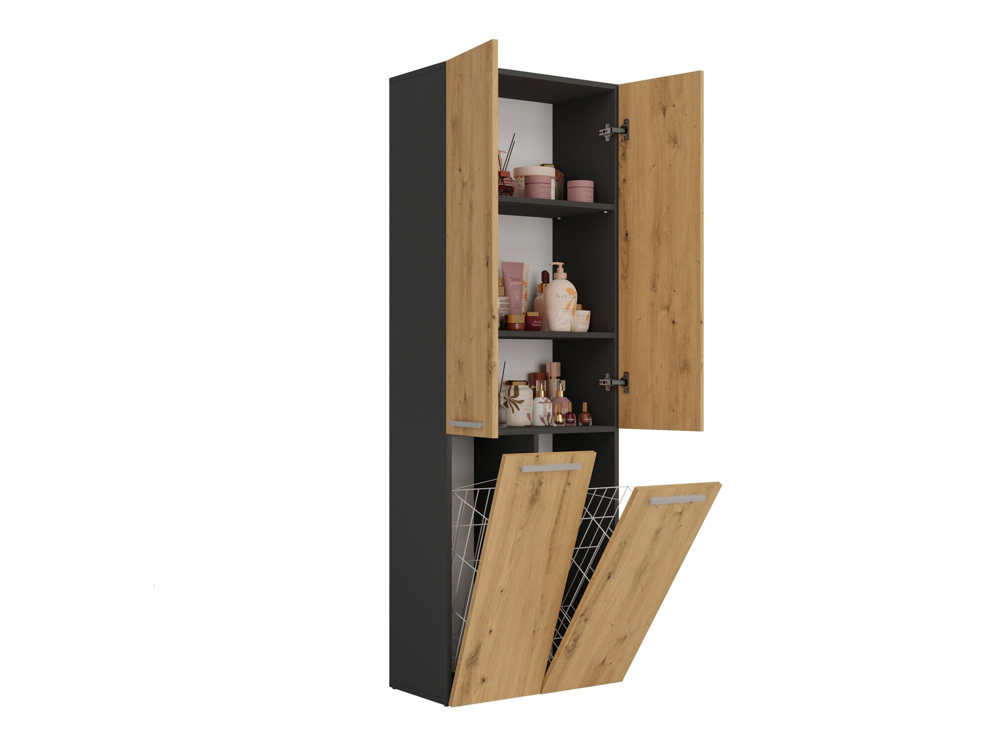 Samostojeći kupatilski ormarić Nolmaru 102 (Antracit + Artisan hrast)