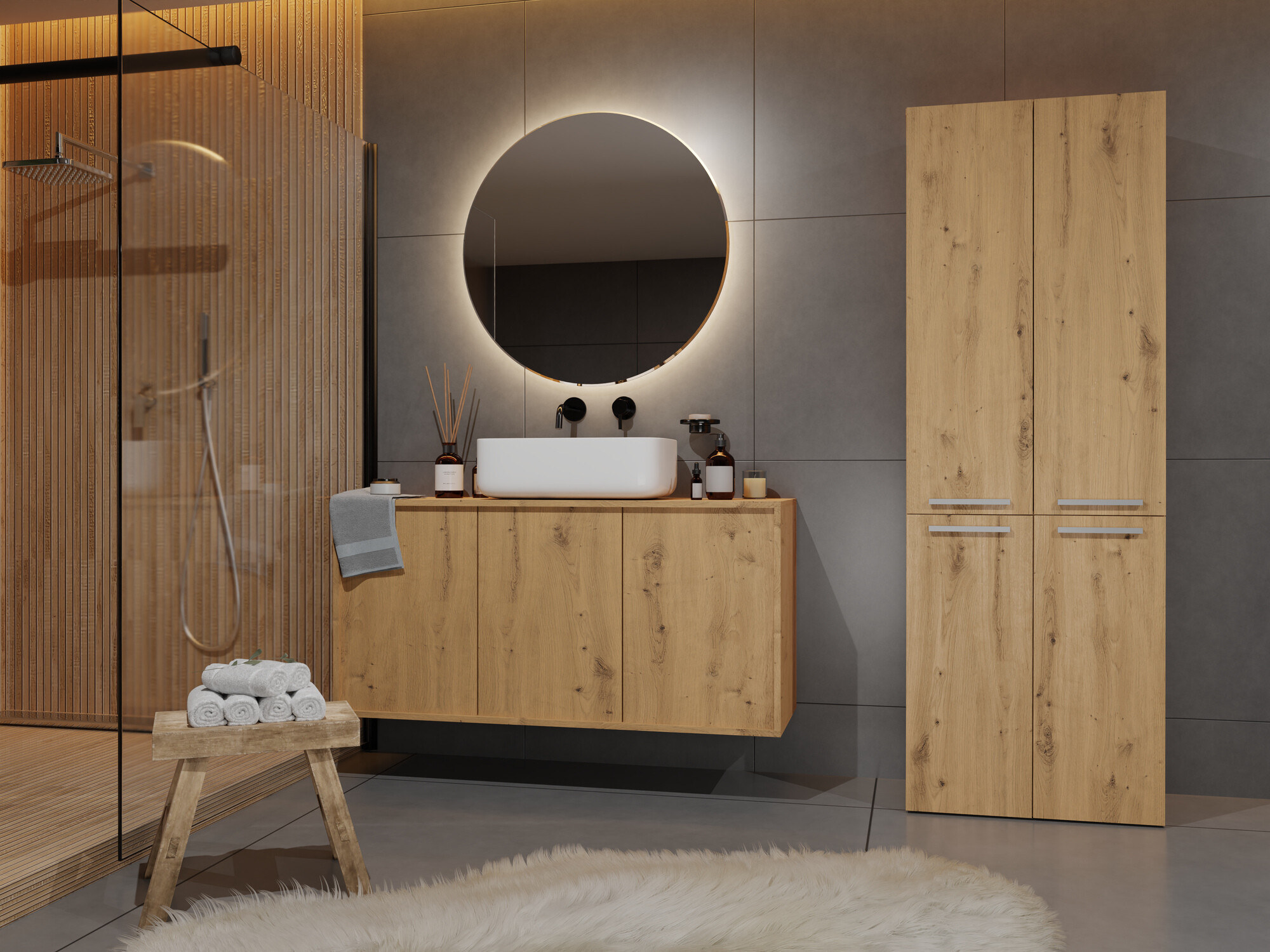 Samostojeći kupatilski ormarić Nolmaru 102 (Artisan hrast)