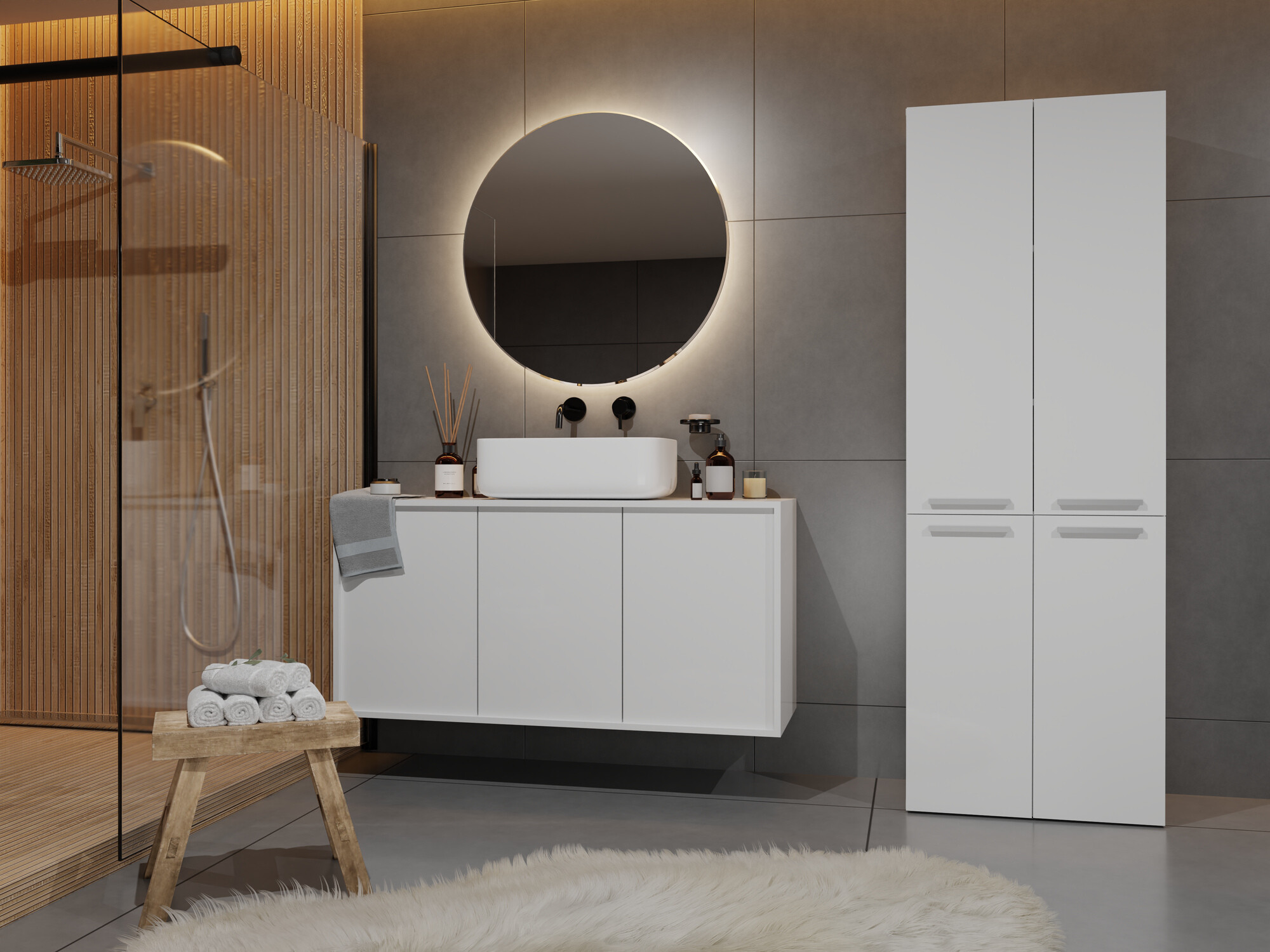 Samostojeći kupatilski ormarić Nolmaru 102 (Belo)