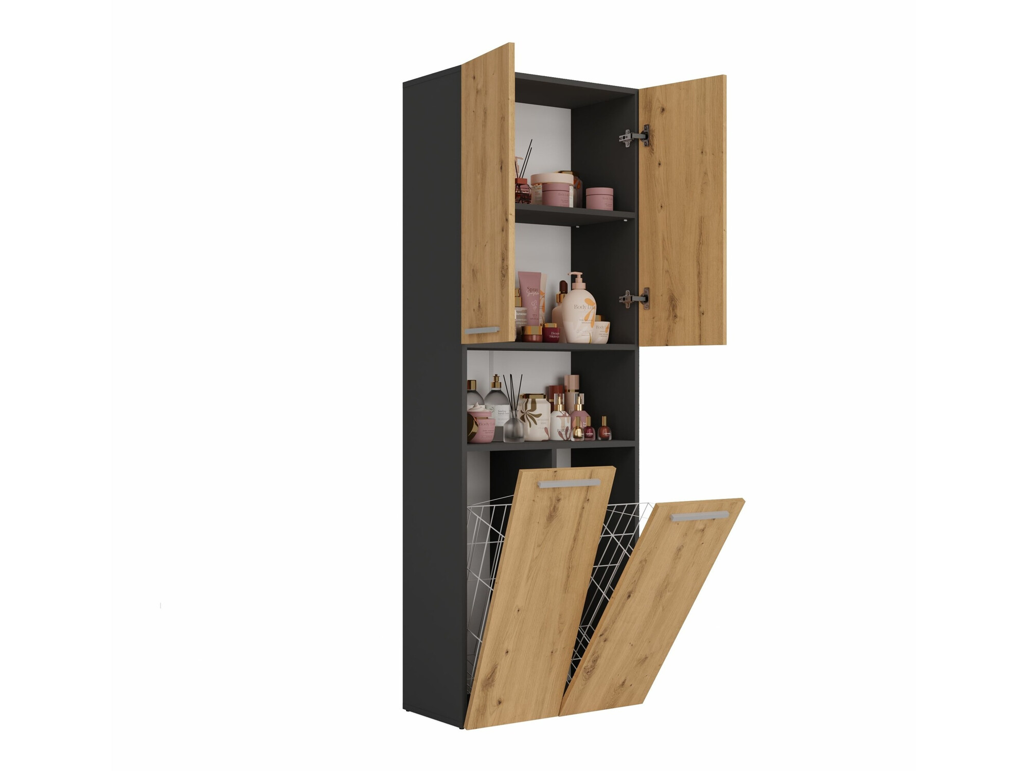 Samostojeći kupatilski ormarić Nolmaru 103 (Antracit + Artisan hrast)